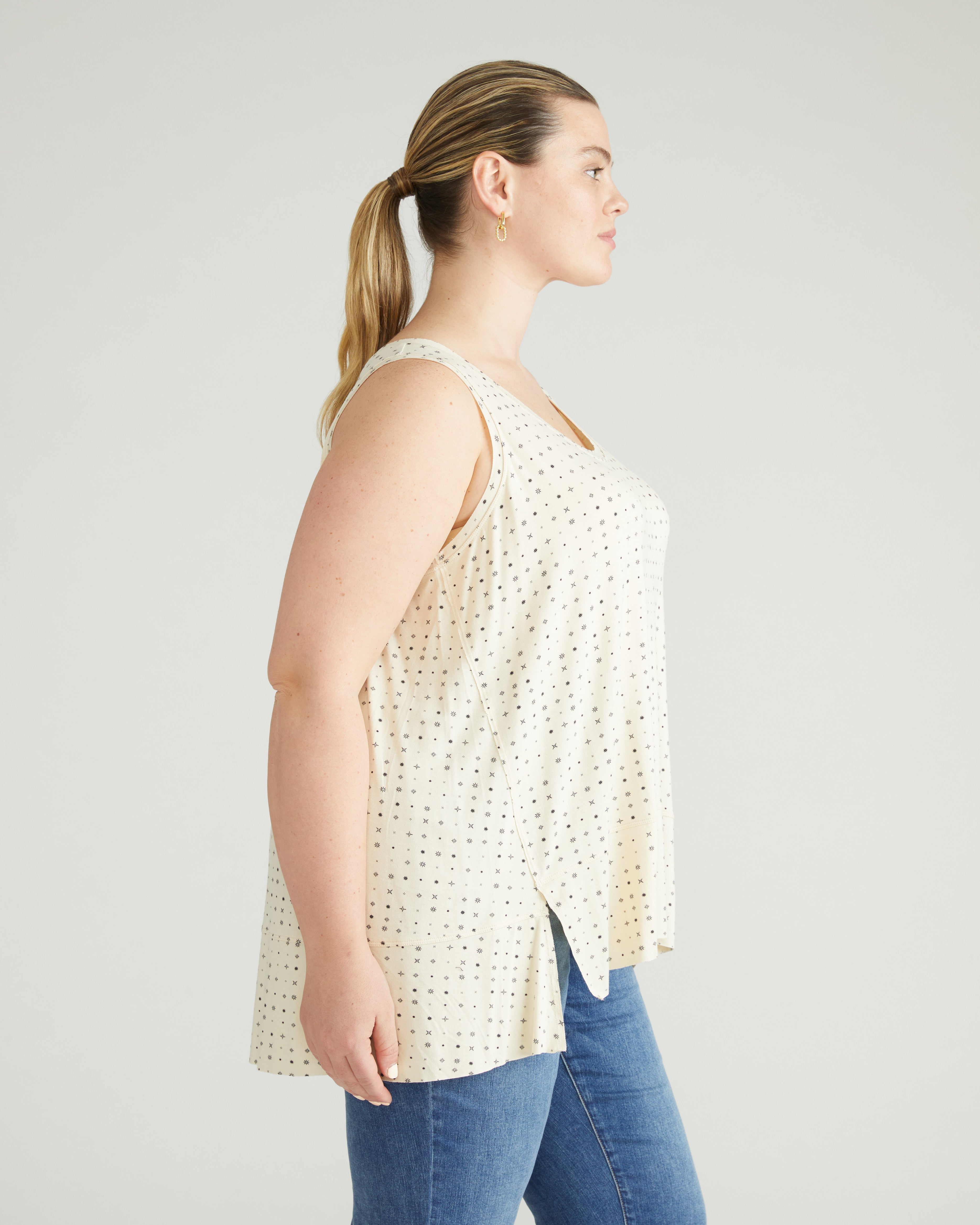 Hudson Liquid Jersey Tank - Galactic Print in Ecru