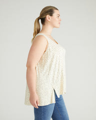 Hudson Liquid Jersey Tank - Galactic Print in Ecru