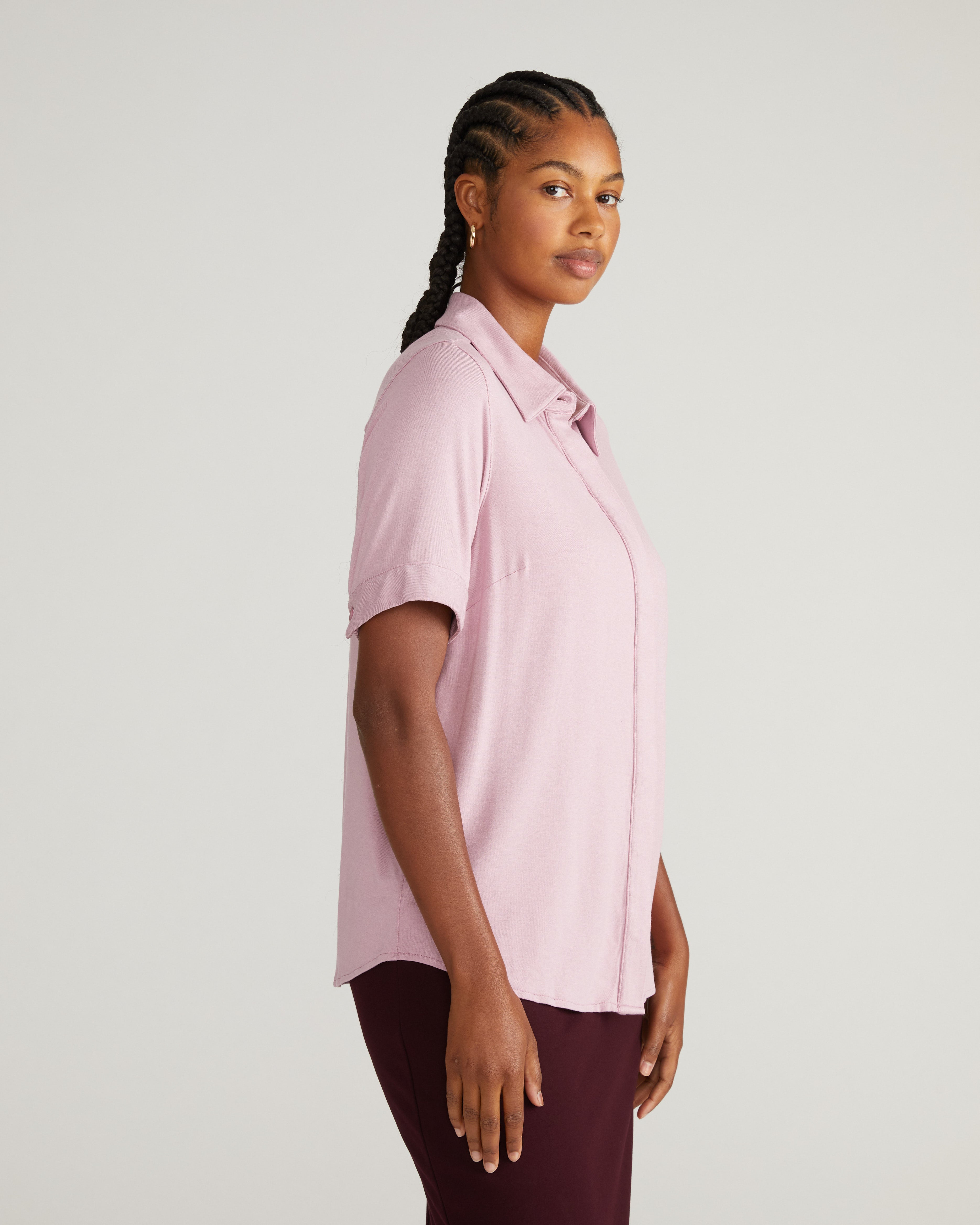 Chelsea Liquid Jersey Short Sleeve Shirt - Pale Mauve