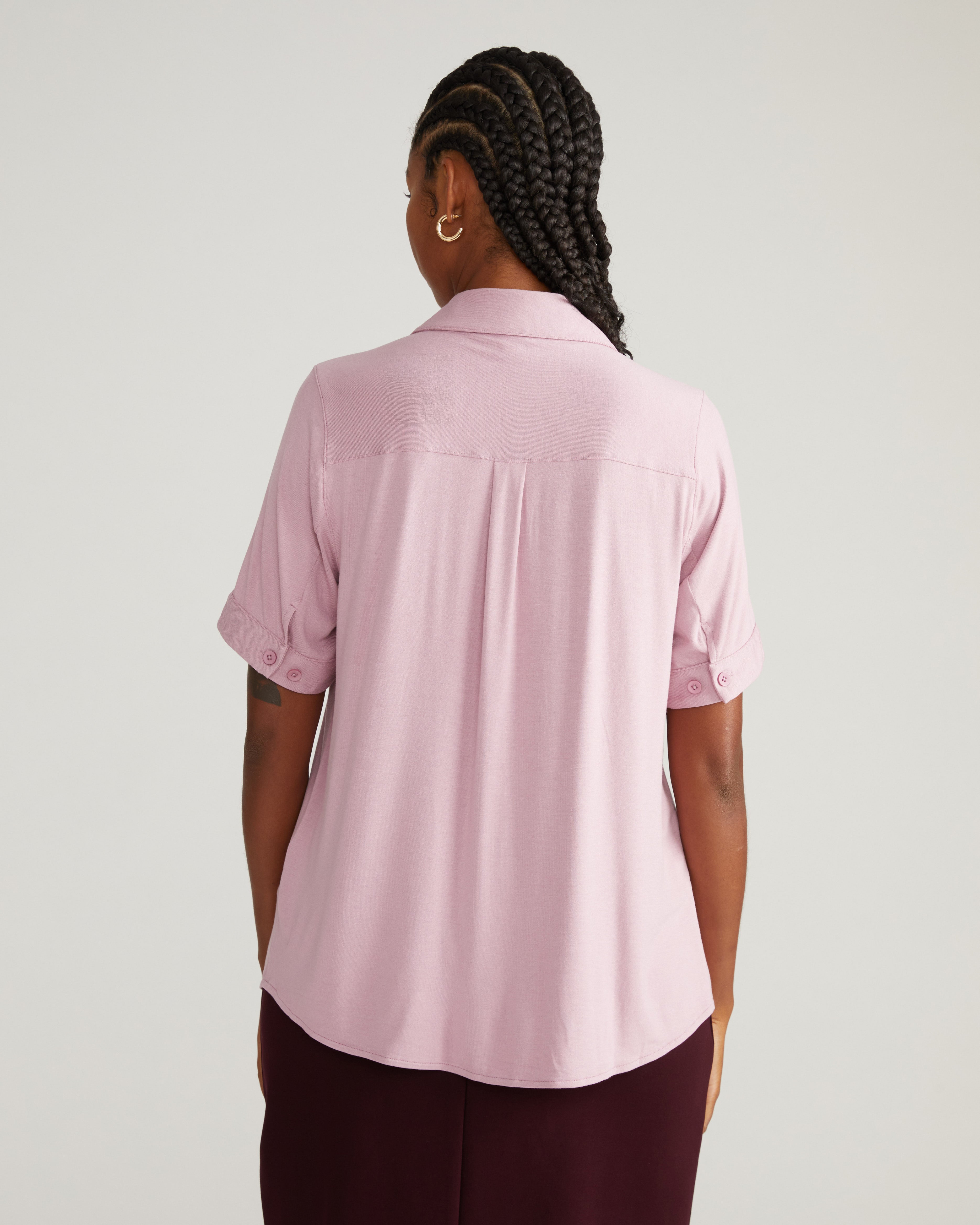 Chelsea Liquid Jersey Short Sleeve Shirt - Pale Mauve