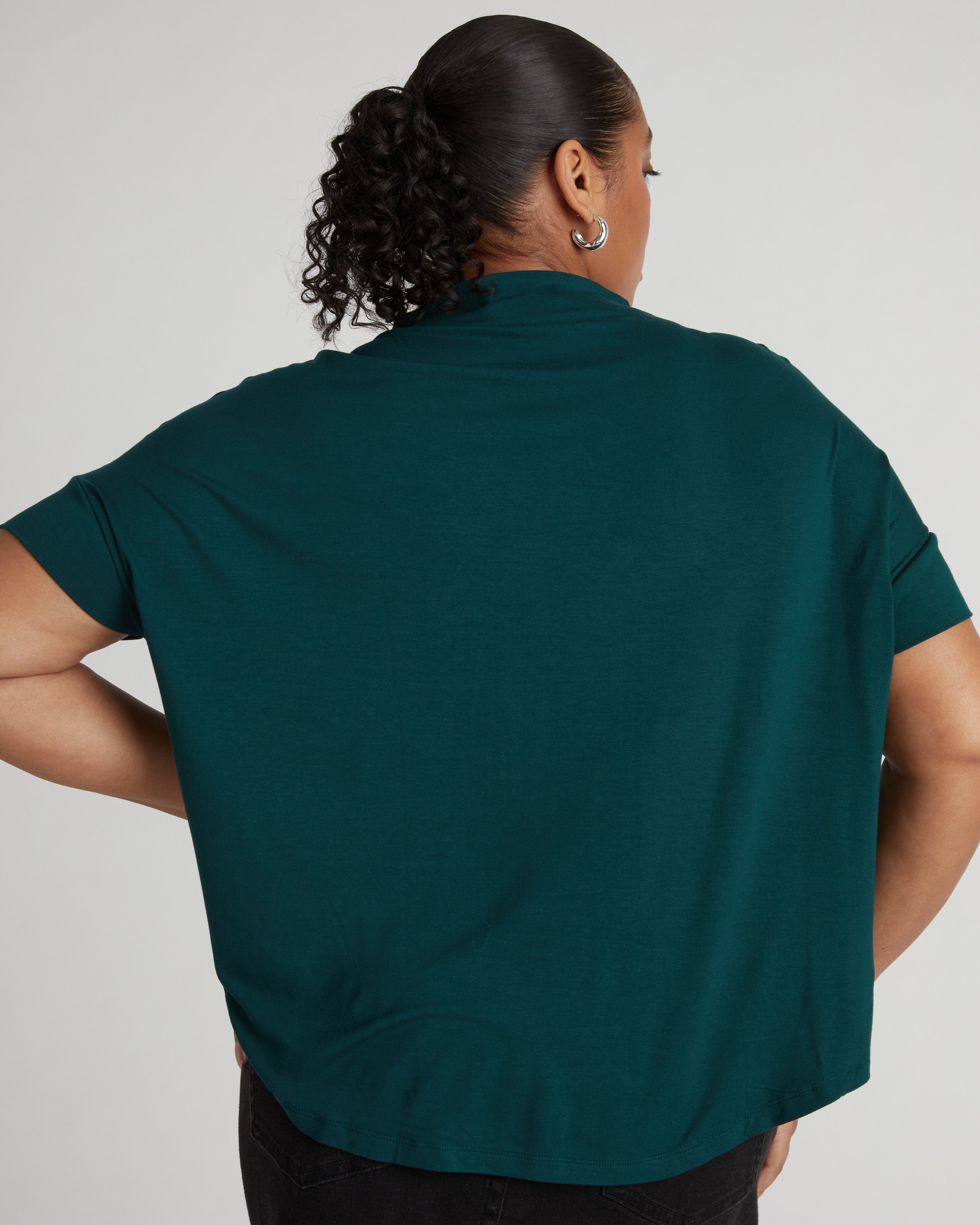 Petra Liquid Jersey Top - Forest Green