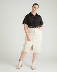 Erica Cotton Eyelet Shirt - Black