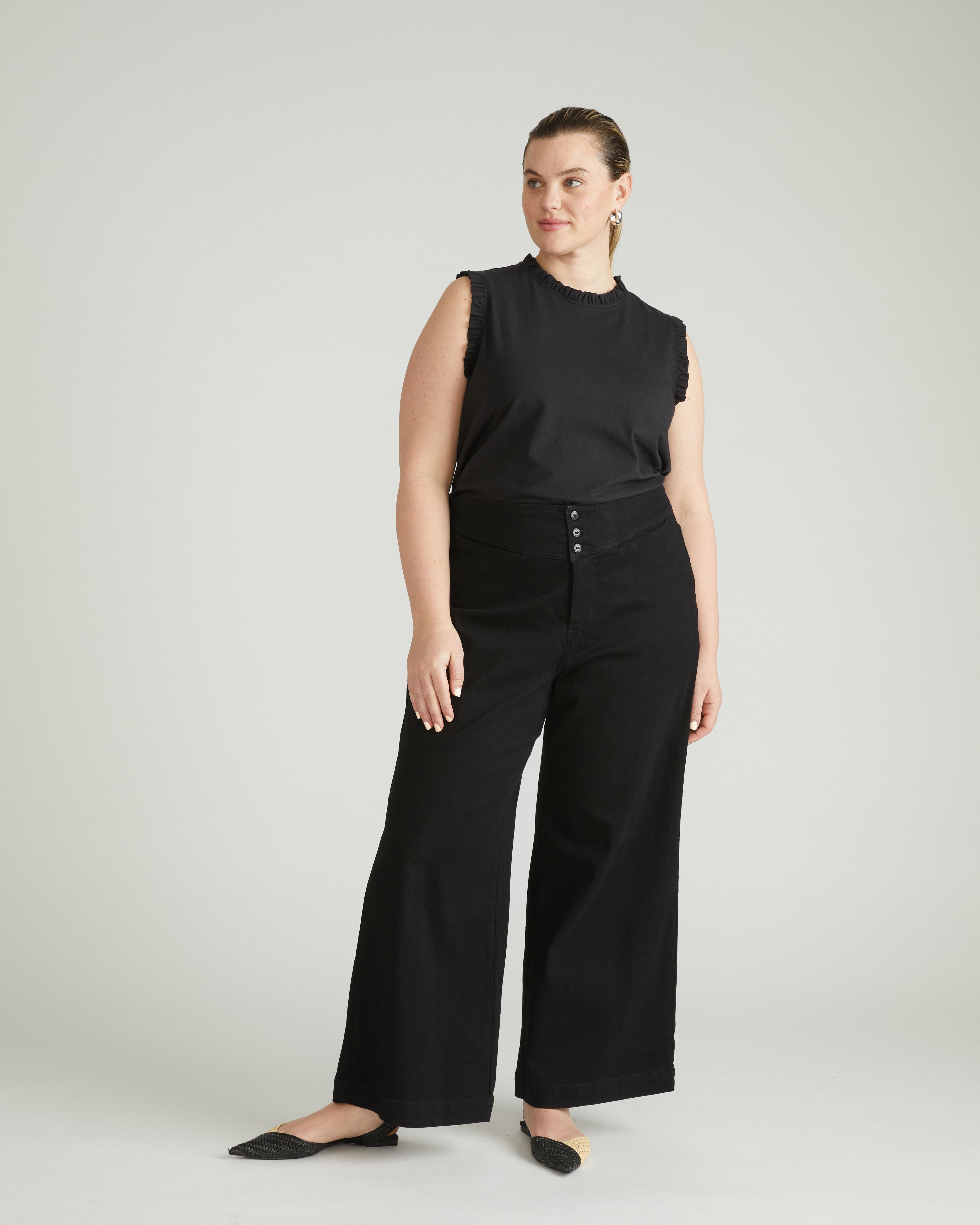 Tabitha Frill Top - Black