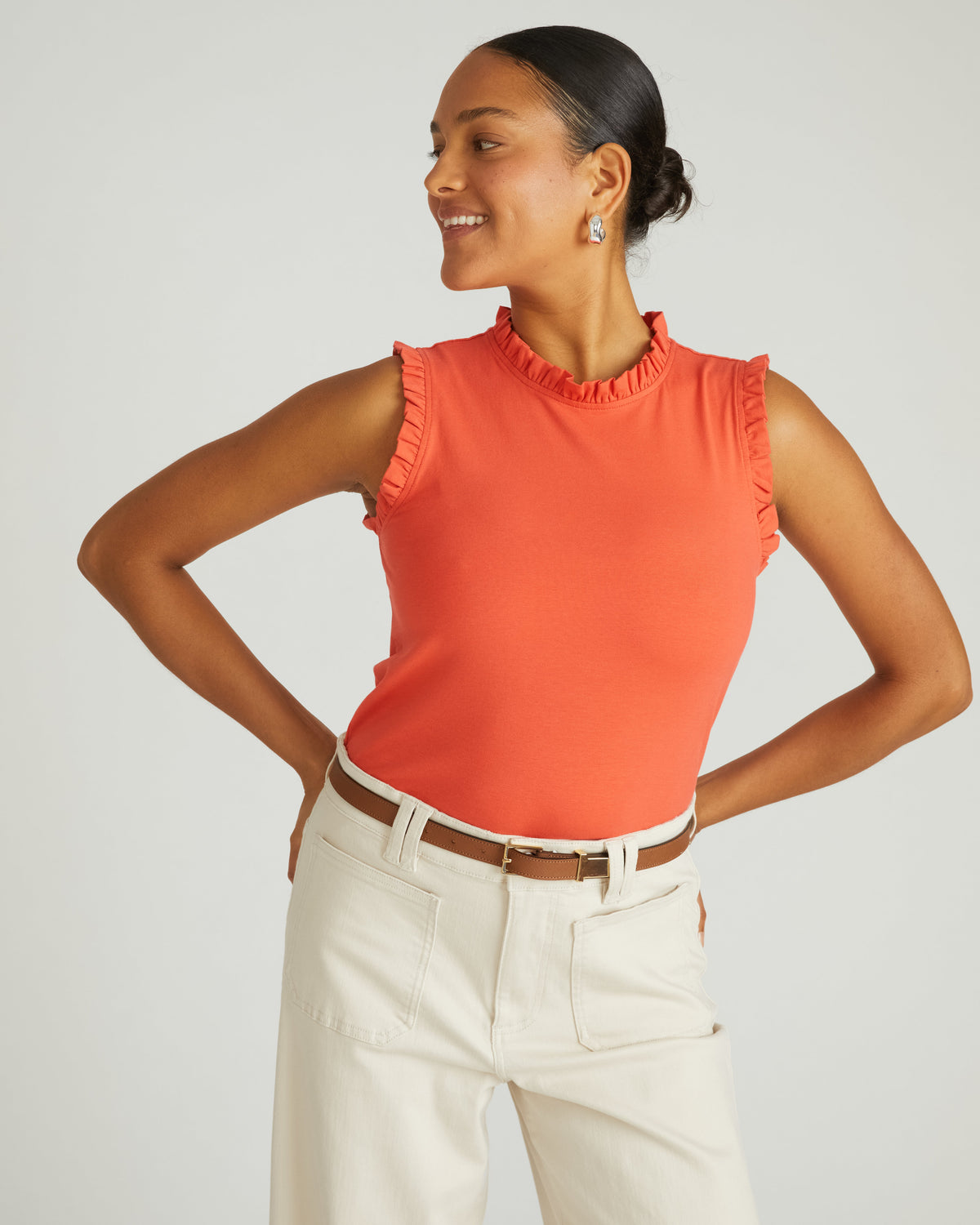 Tabitha Frill Top - Coral Reef