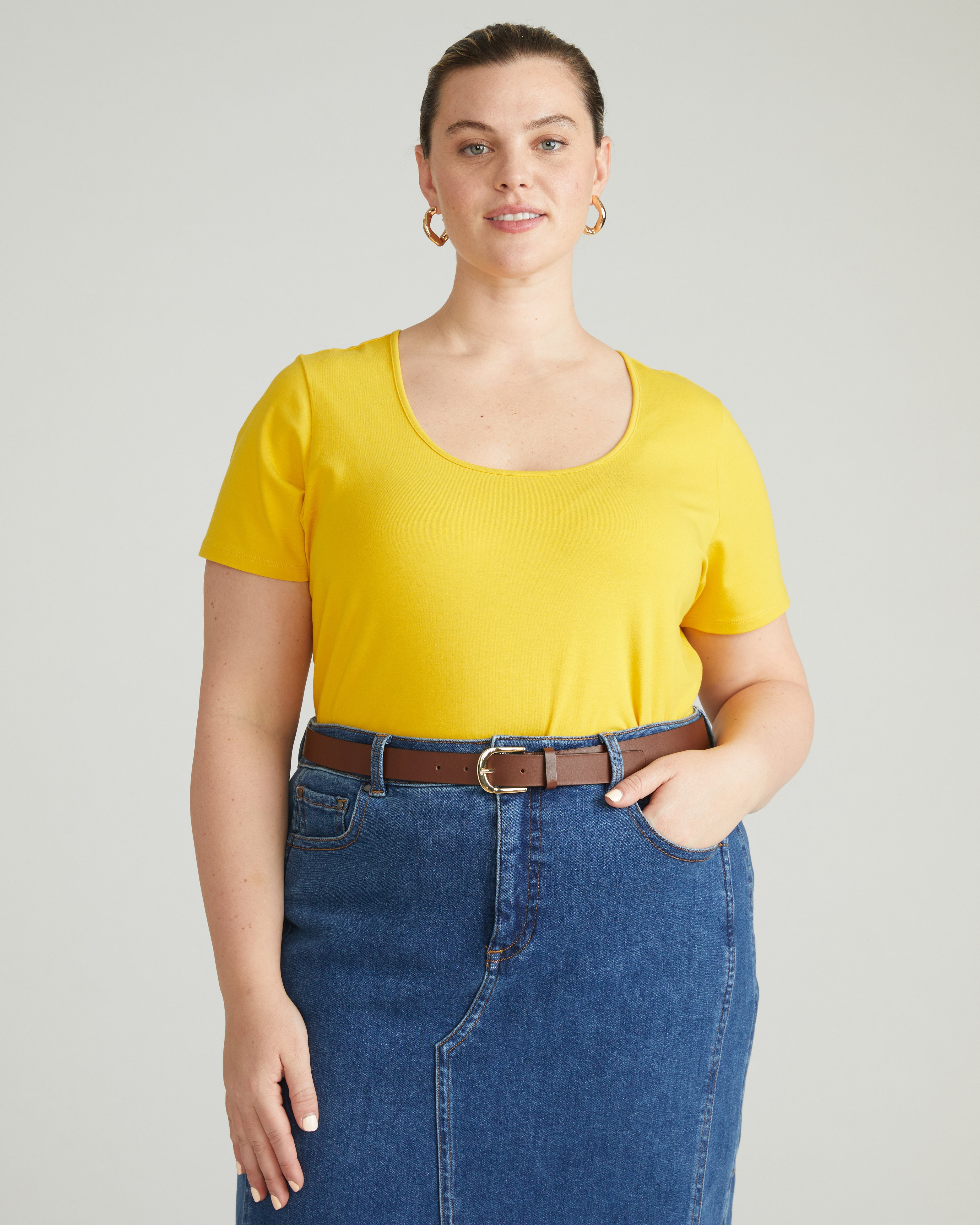 Scoop Neck Tee - Yellow