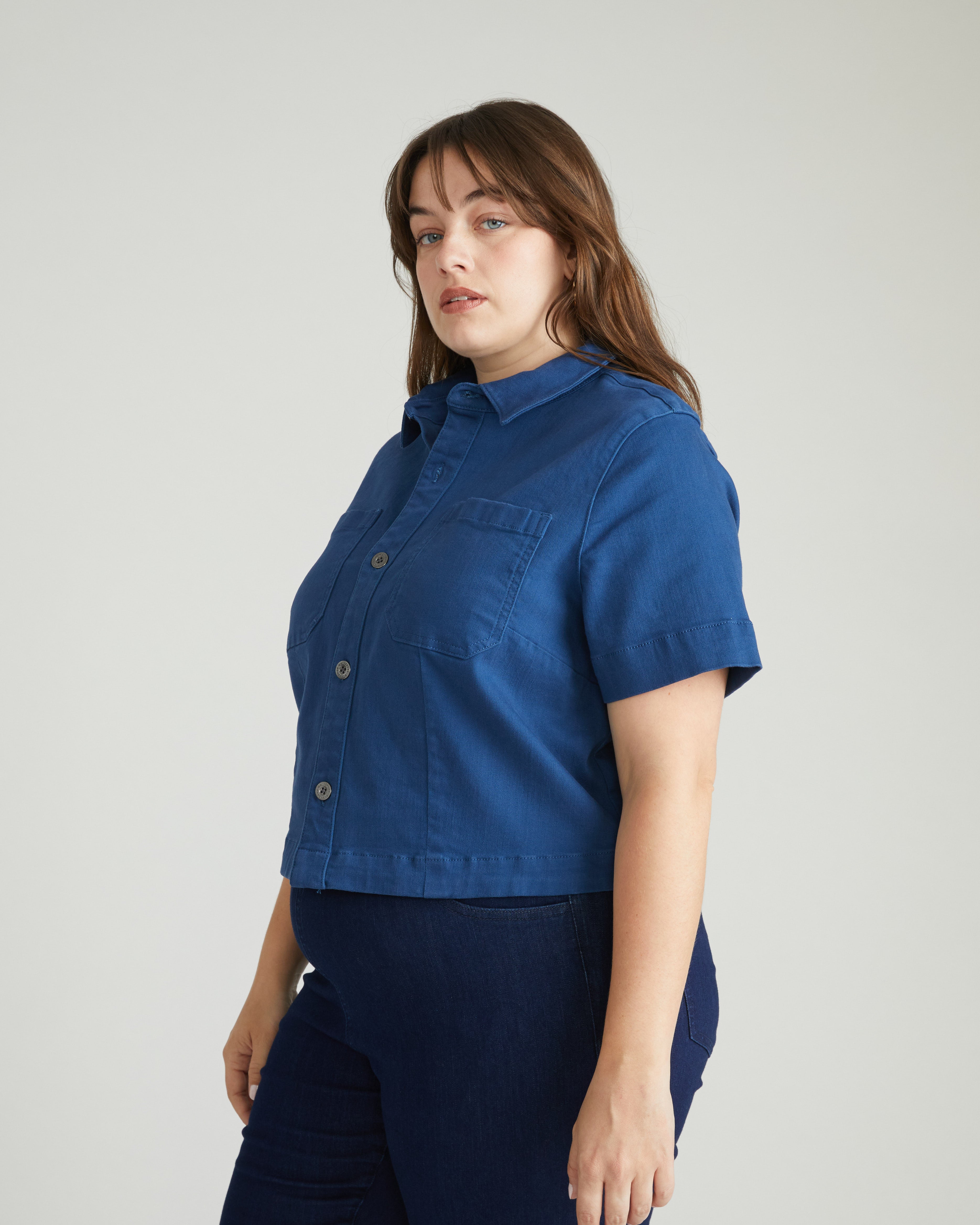 Flynn Short Sleeve Denim Shacket - French Blue