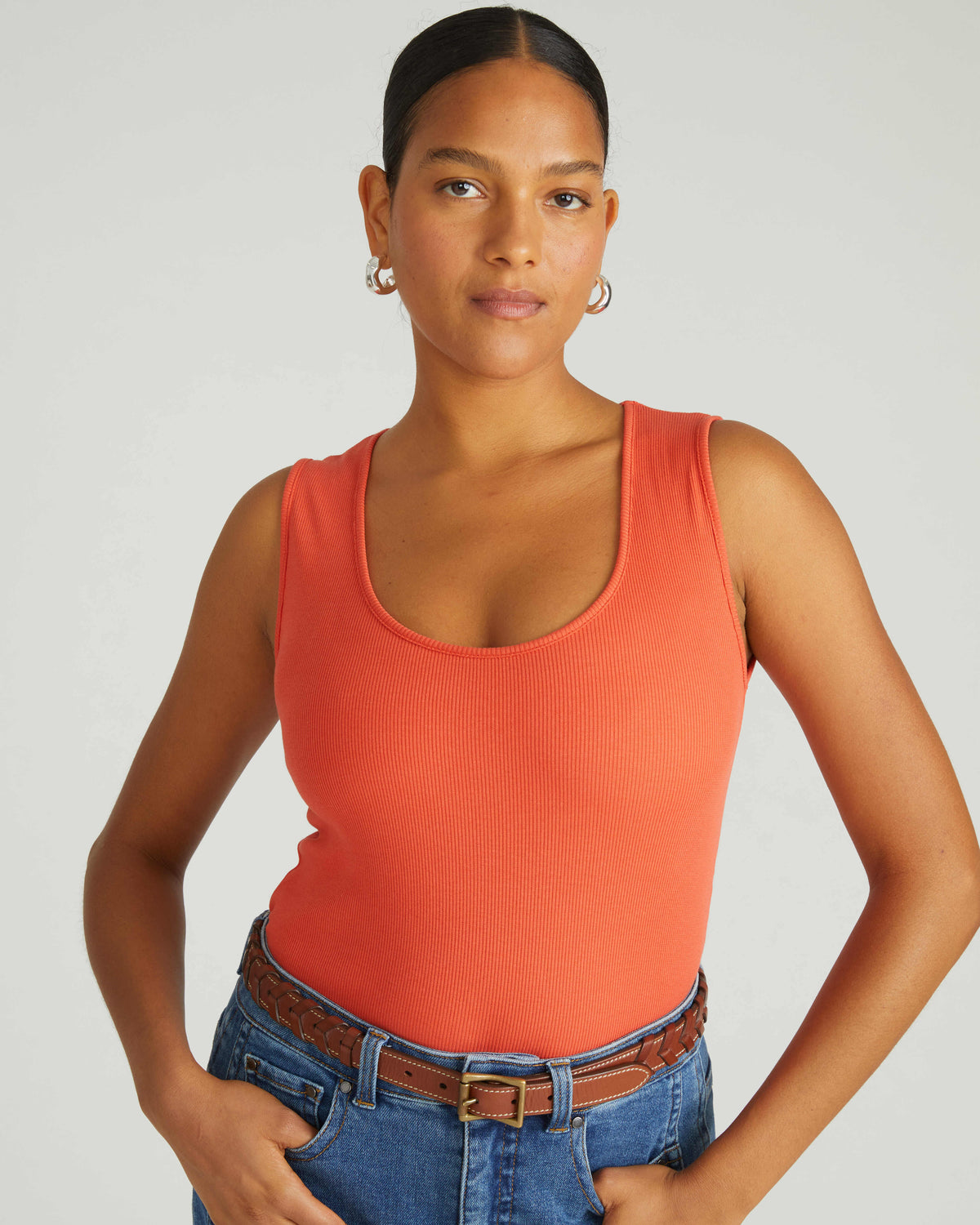 Daisy Ribbed Tank - Coral Reef