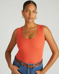 Daisy Ribbed Tank - Coral Reef