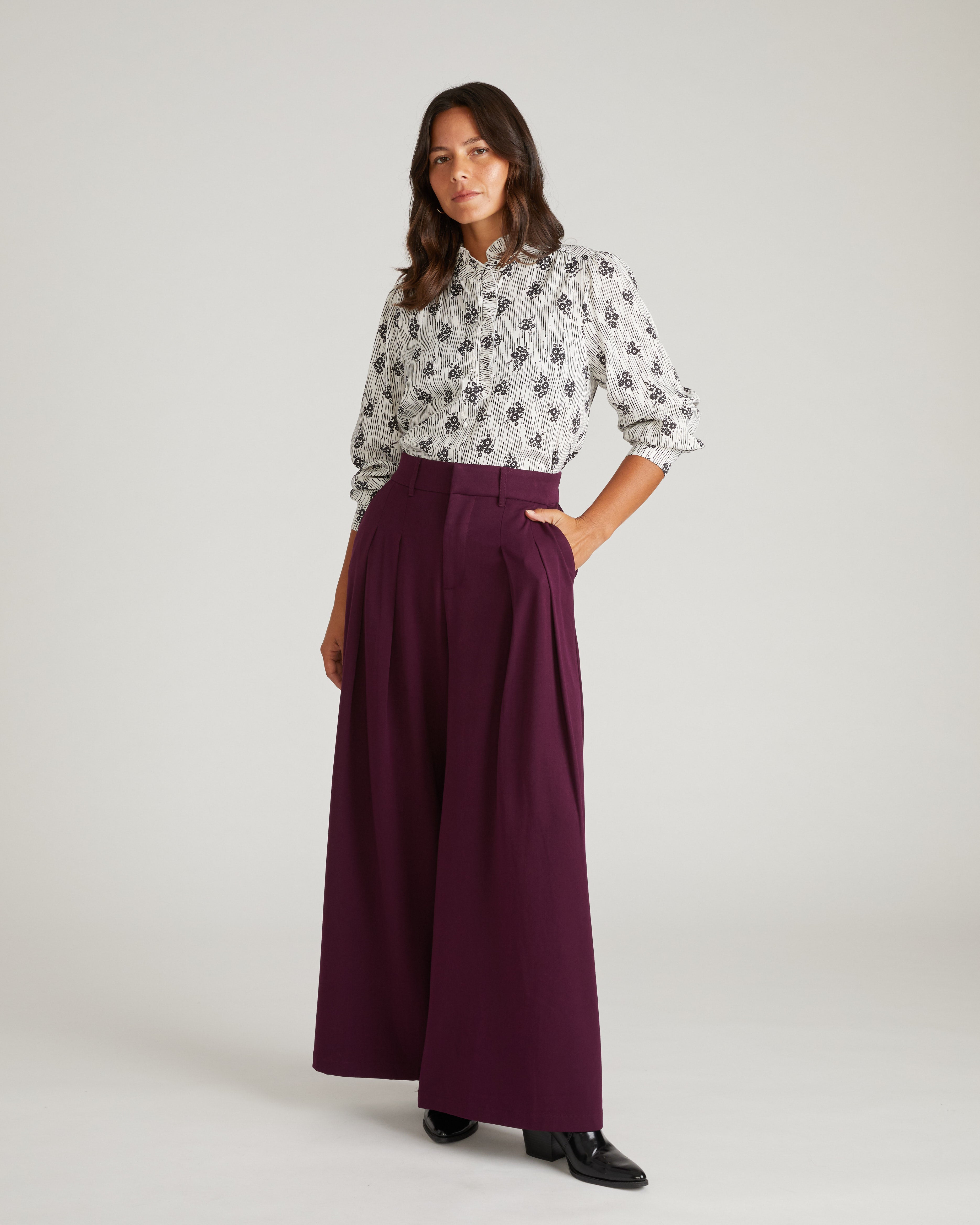 Endora Stretch Cupro Blouse - Vintage Daydream Print