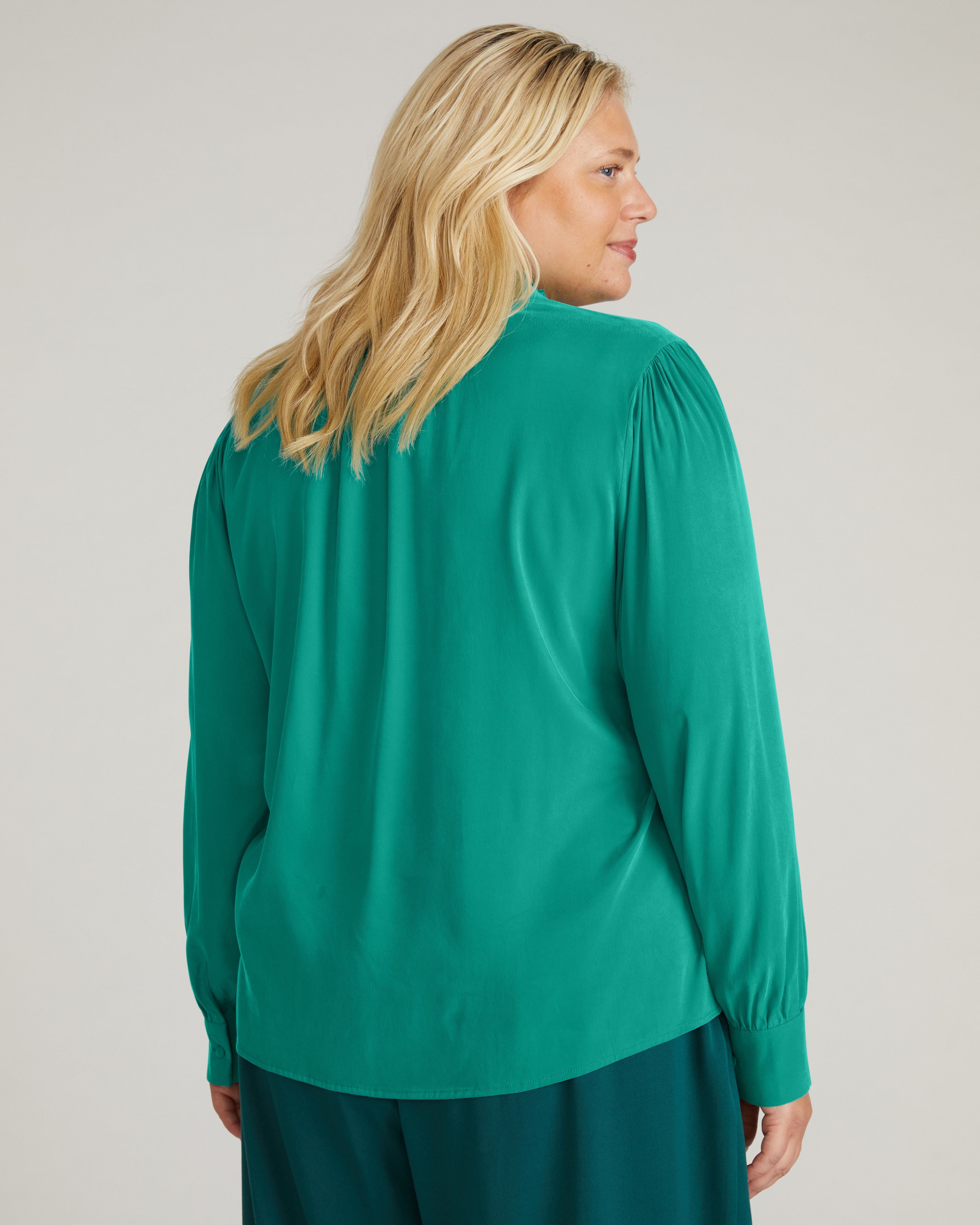 Endora Stretch Cupro Blouse - Green Tourmaline