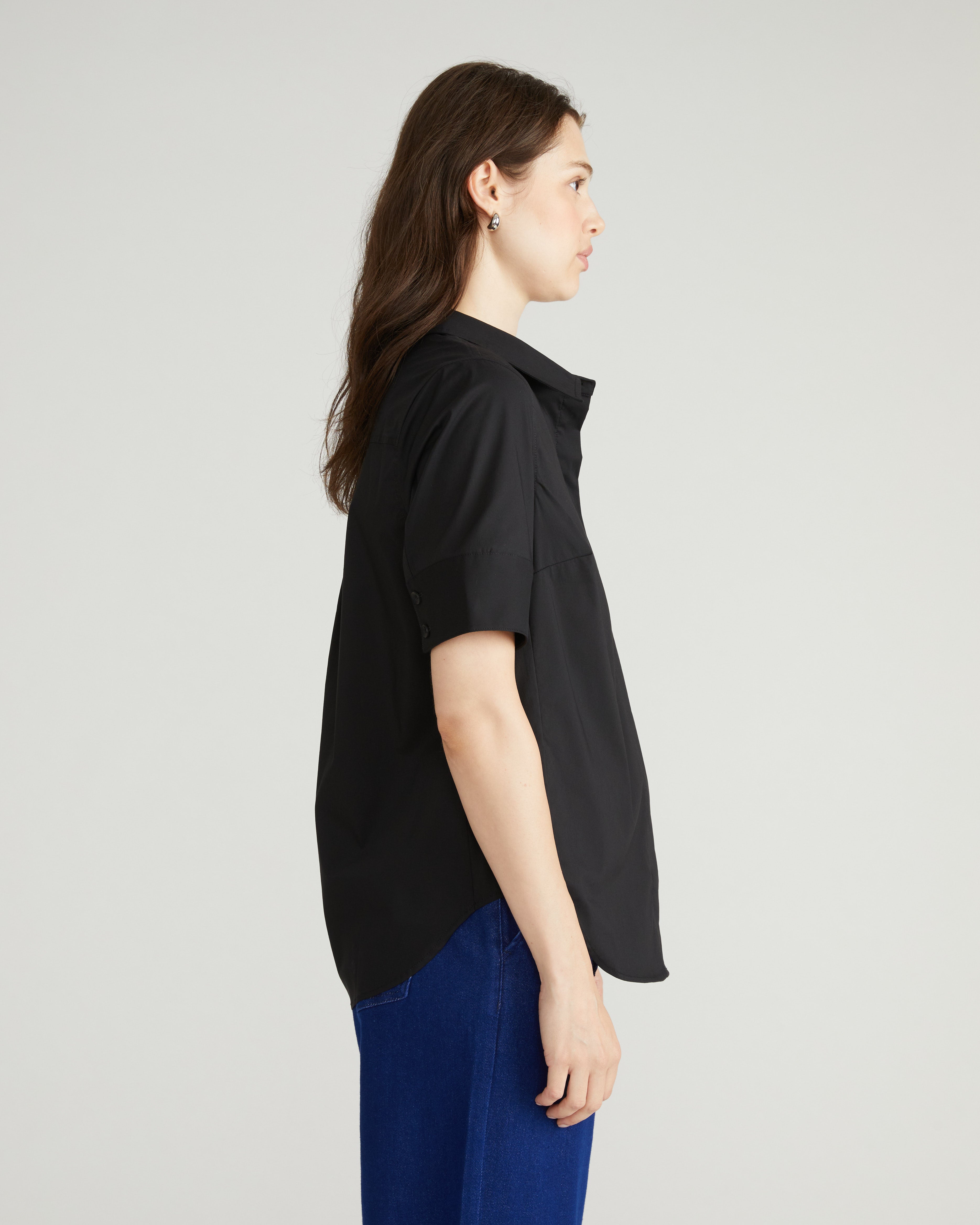 Elbe Stretch Poplin Short Sleeve Shirt - Black