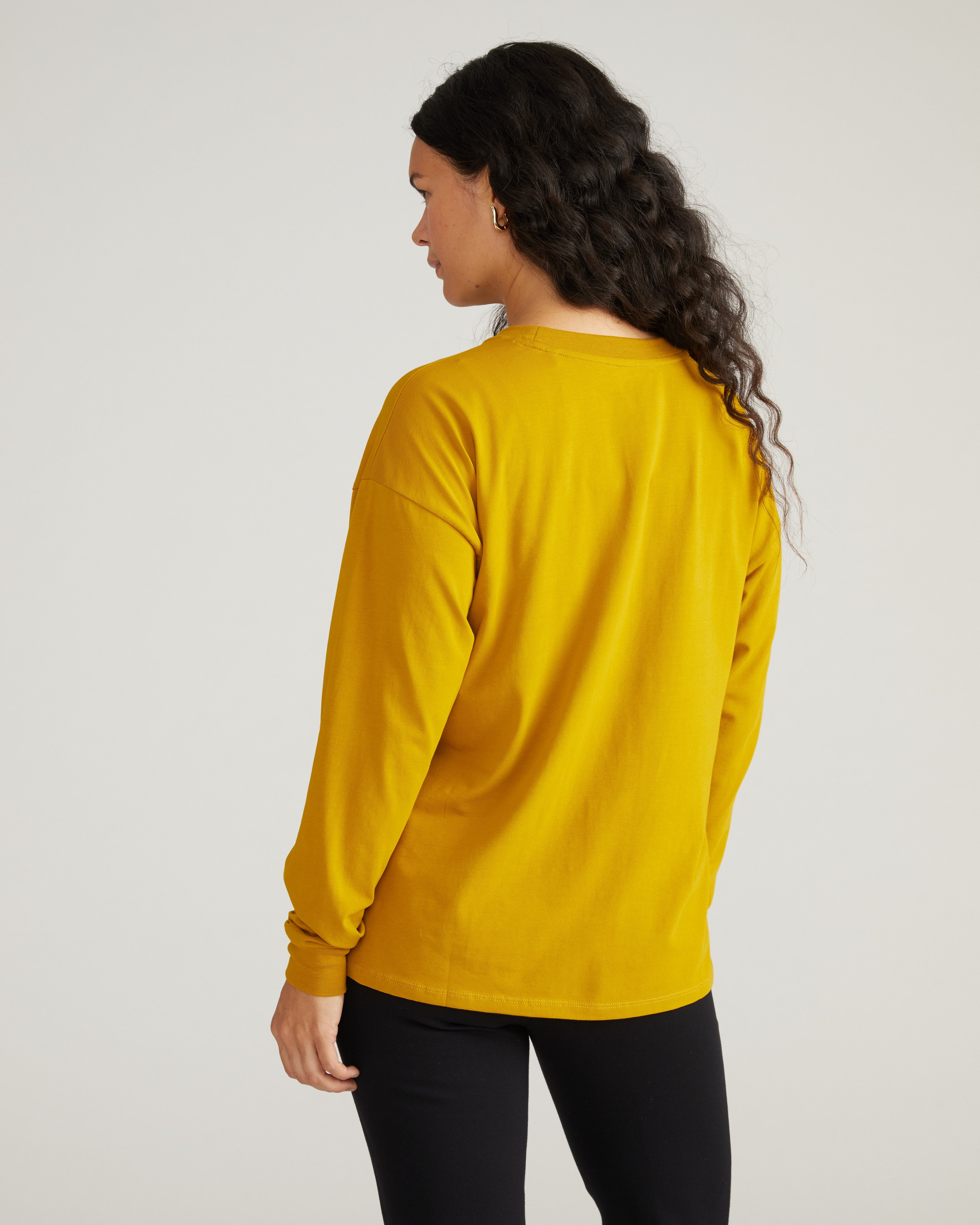Long Sleeve Relaxed Tee - Mustard