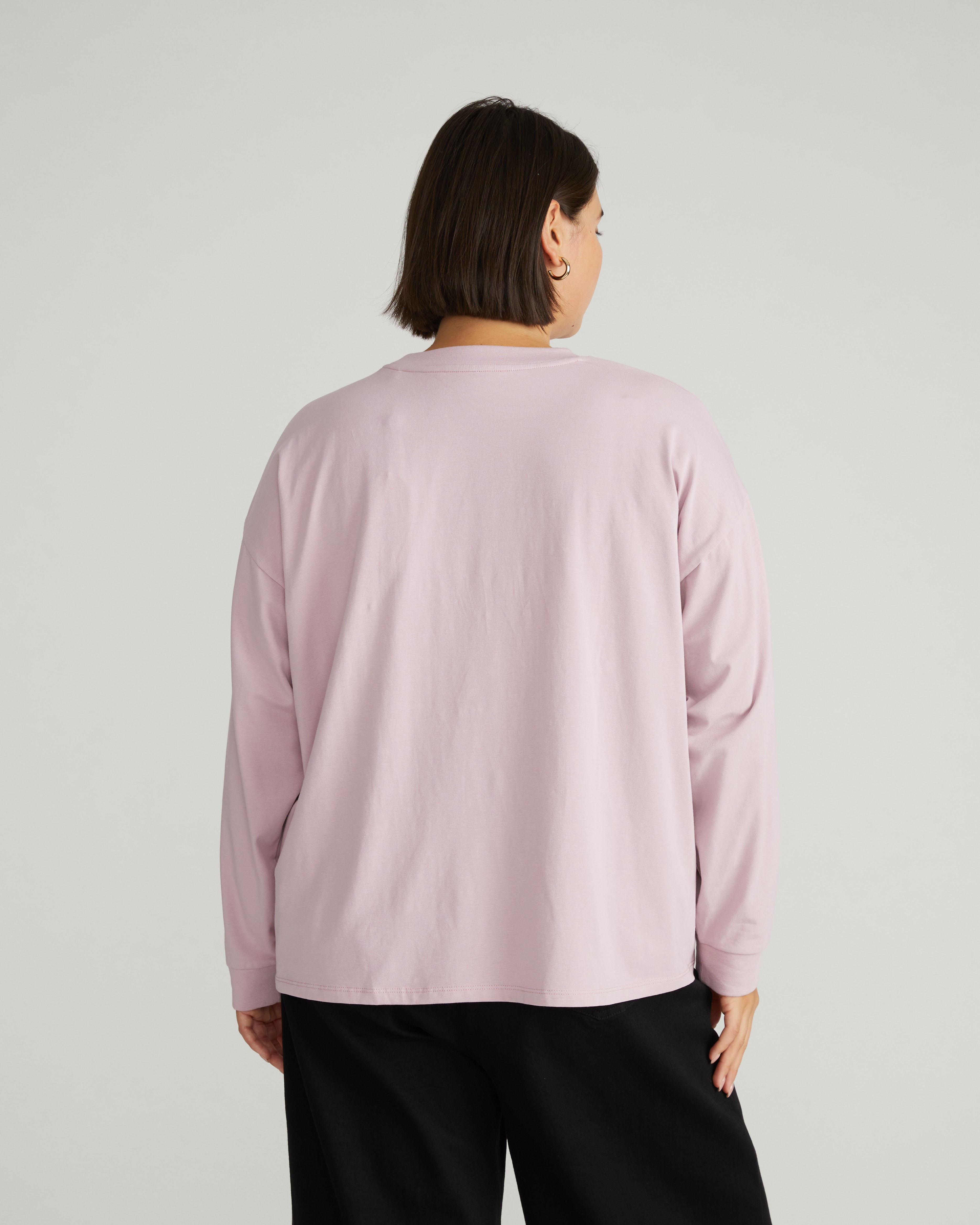 Long Sleeve Relaxed Tee - Pale Mauve
