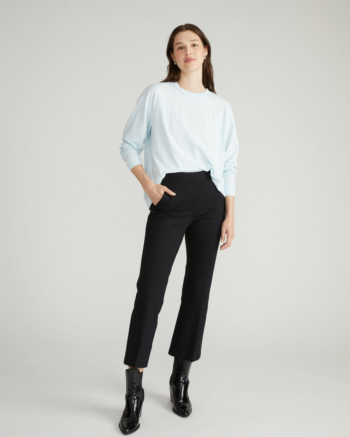 Long Sleeve Relaxed Tee - Silver Blue