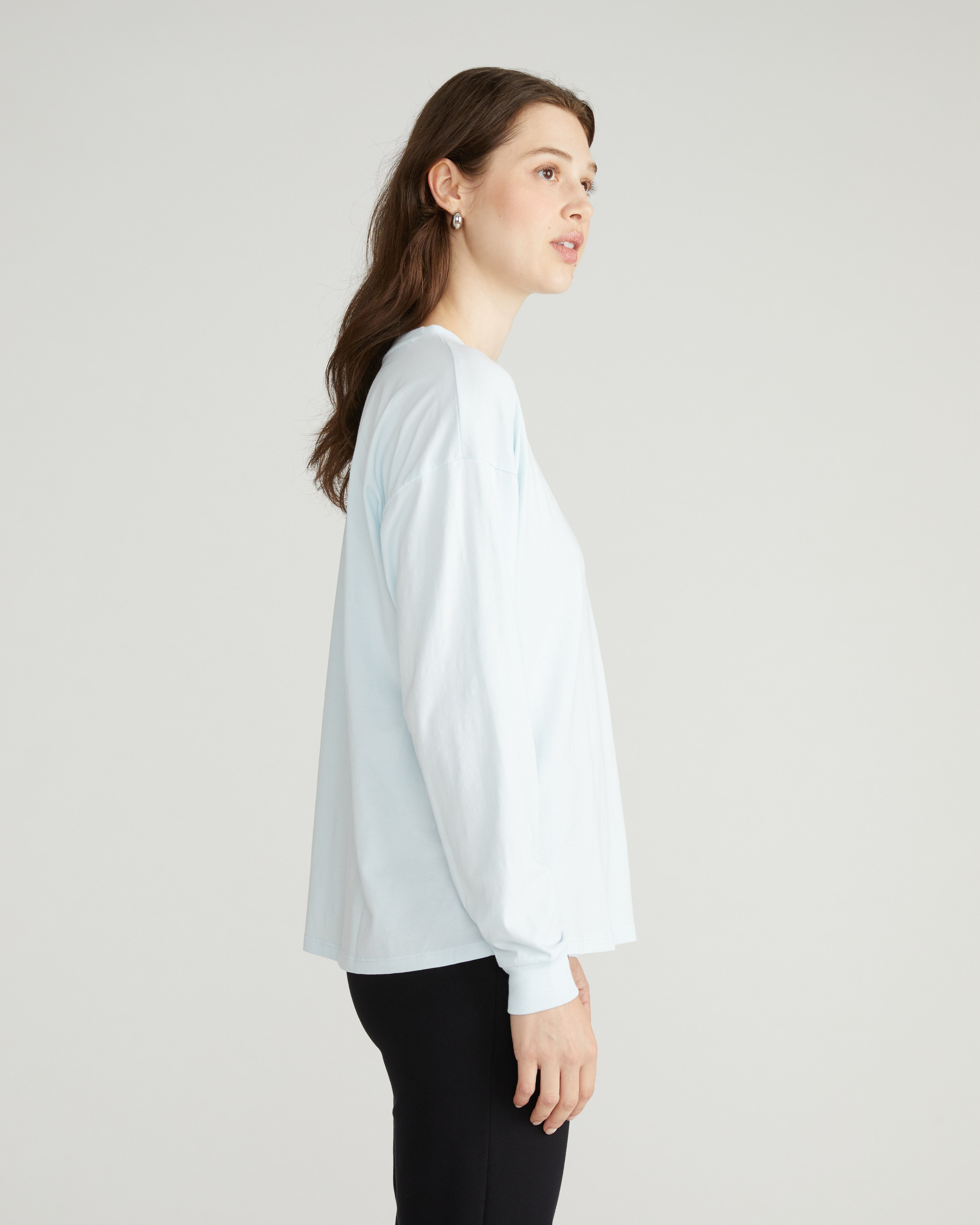 Long Sleeve Relaxed Tee - Silver Blue