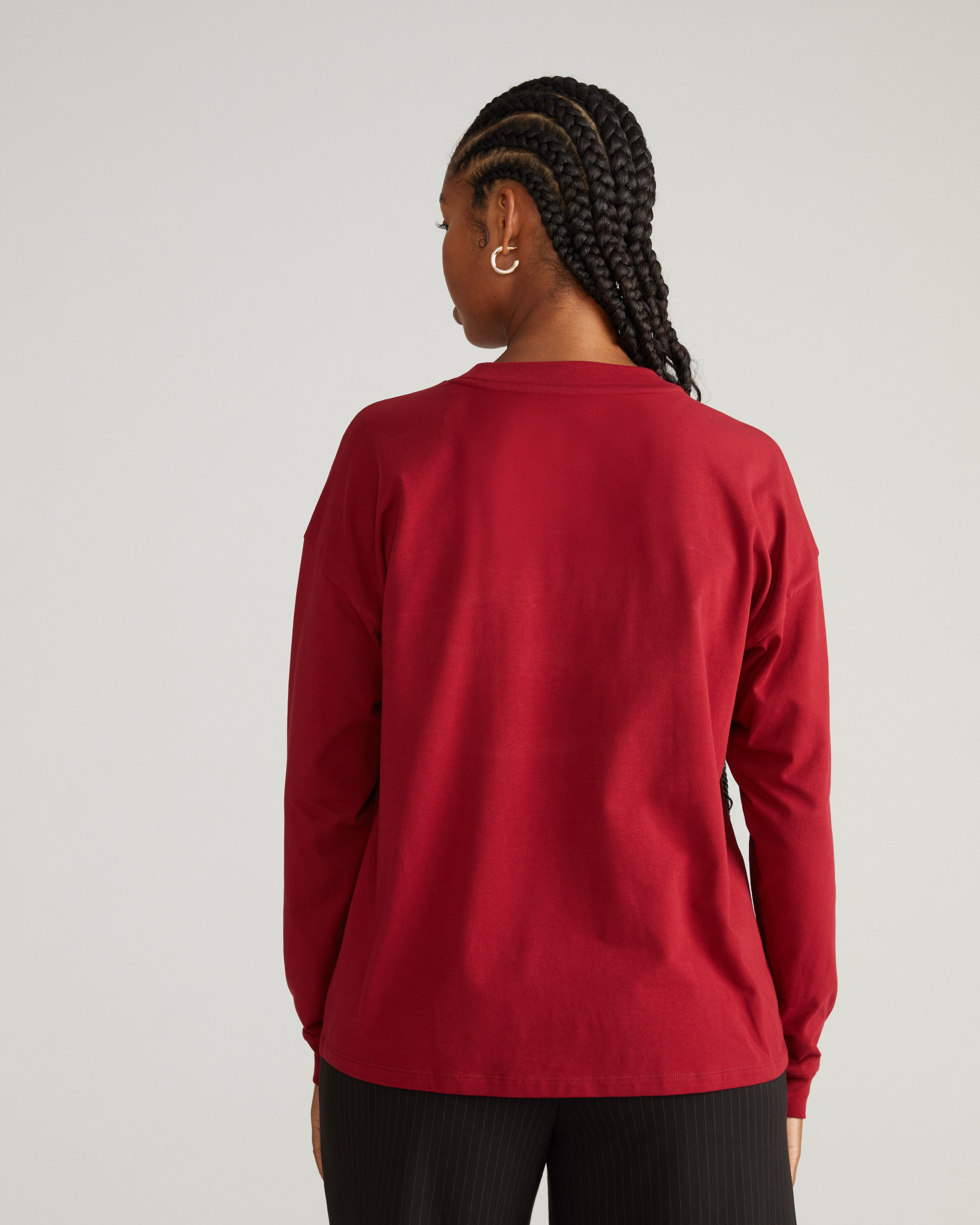 Long Sleeve Relaxed Tee - Garnet