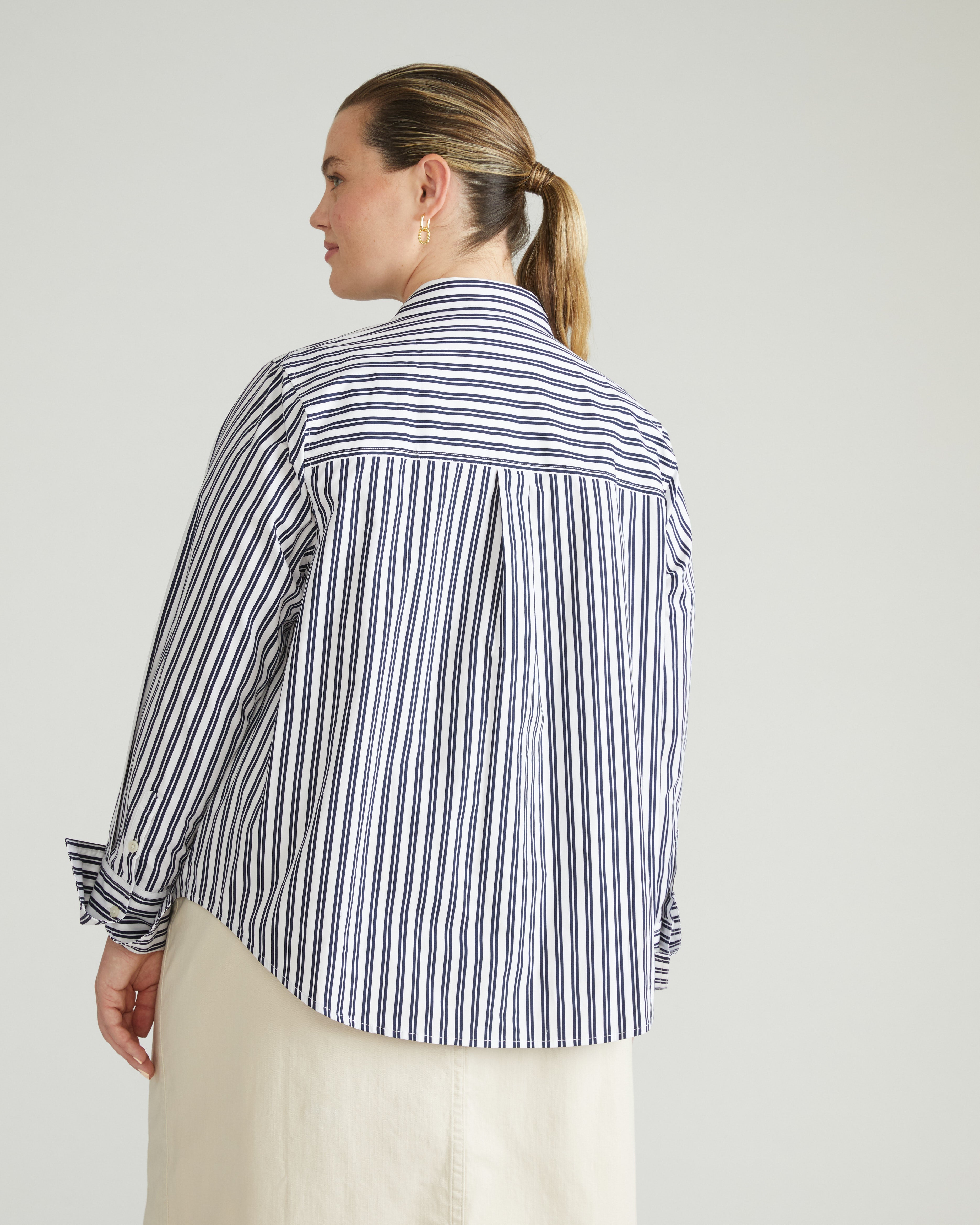 Henning x US Madison Shirt - White/Navy Multi Stripe