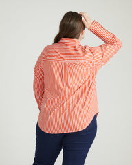Henning x US Madison Shirt - Coral Reef/White Stripe