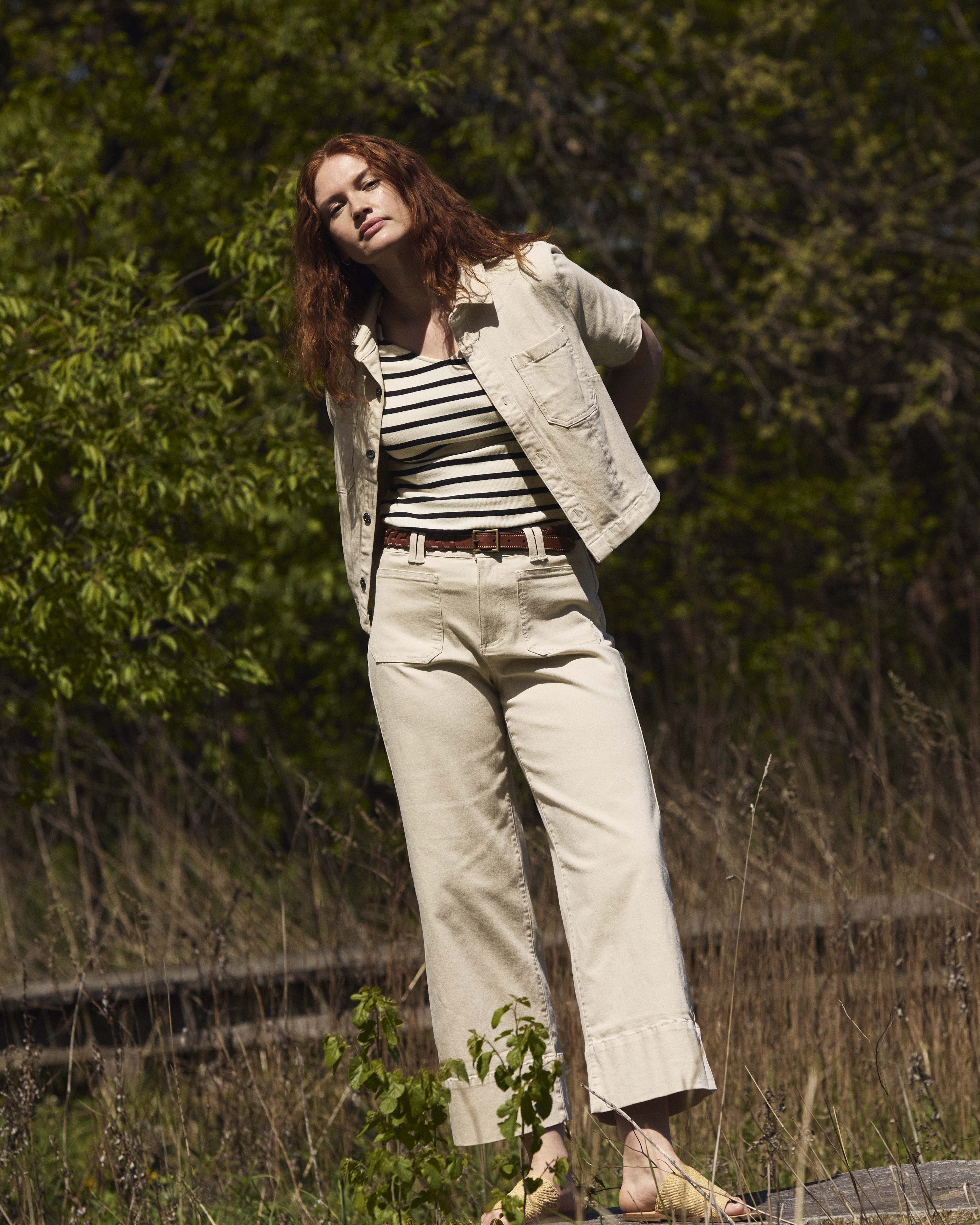 Flynn Short Sleeve Denim Shacket - Ecru