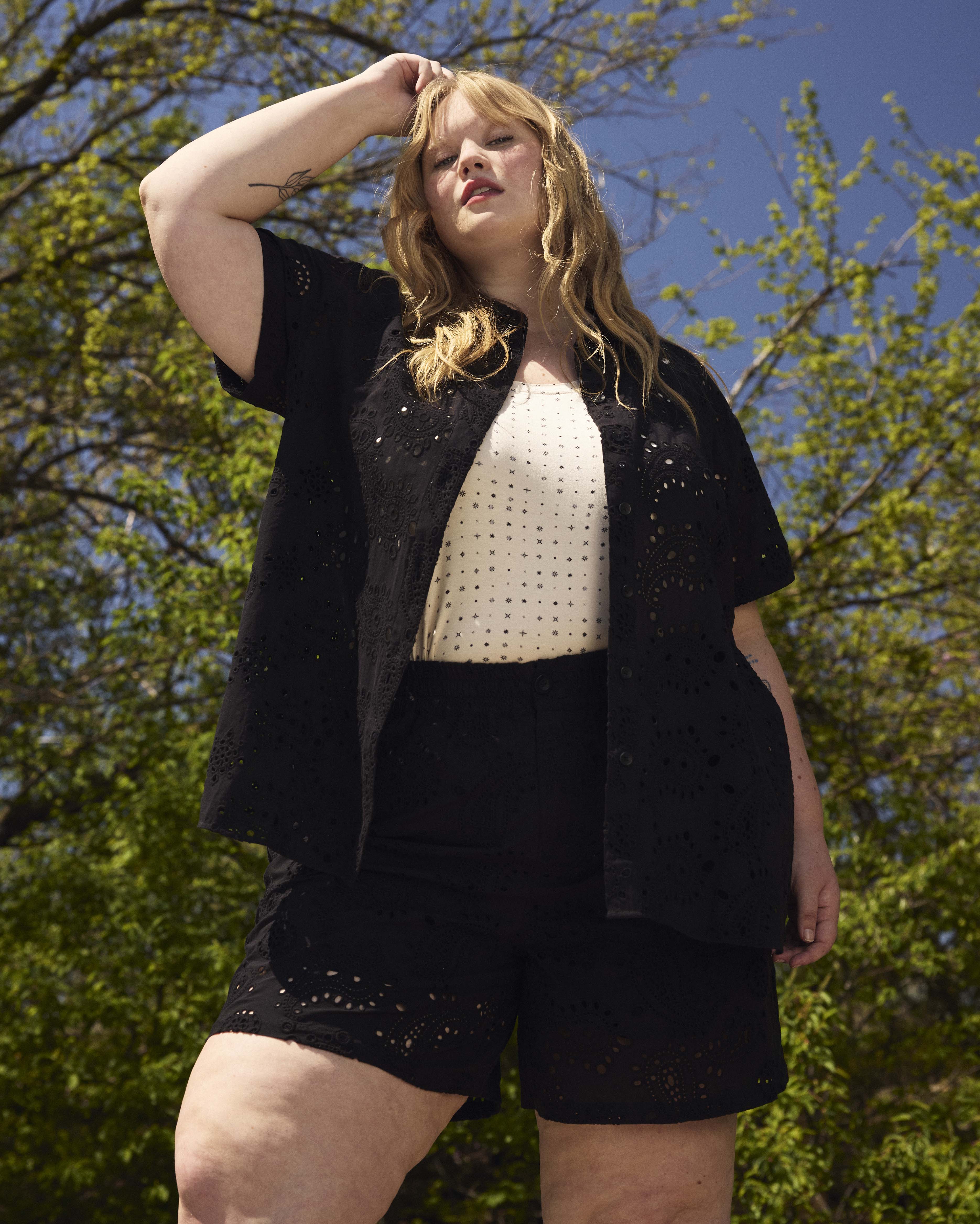 Lulu Cotton Eyelet Shorts - Black