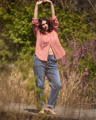 Henning x US Madison Shirt - Coral Reef/White Stripe