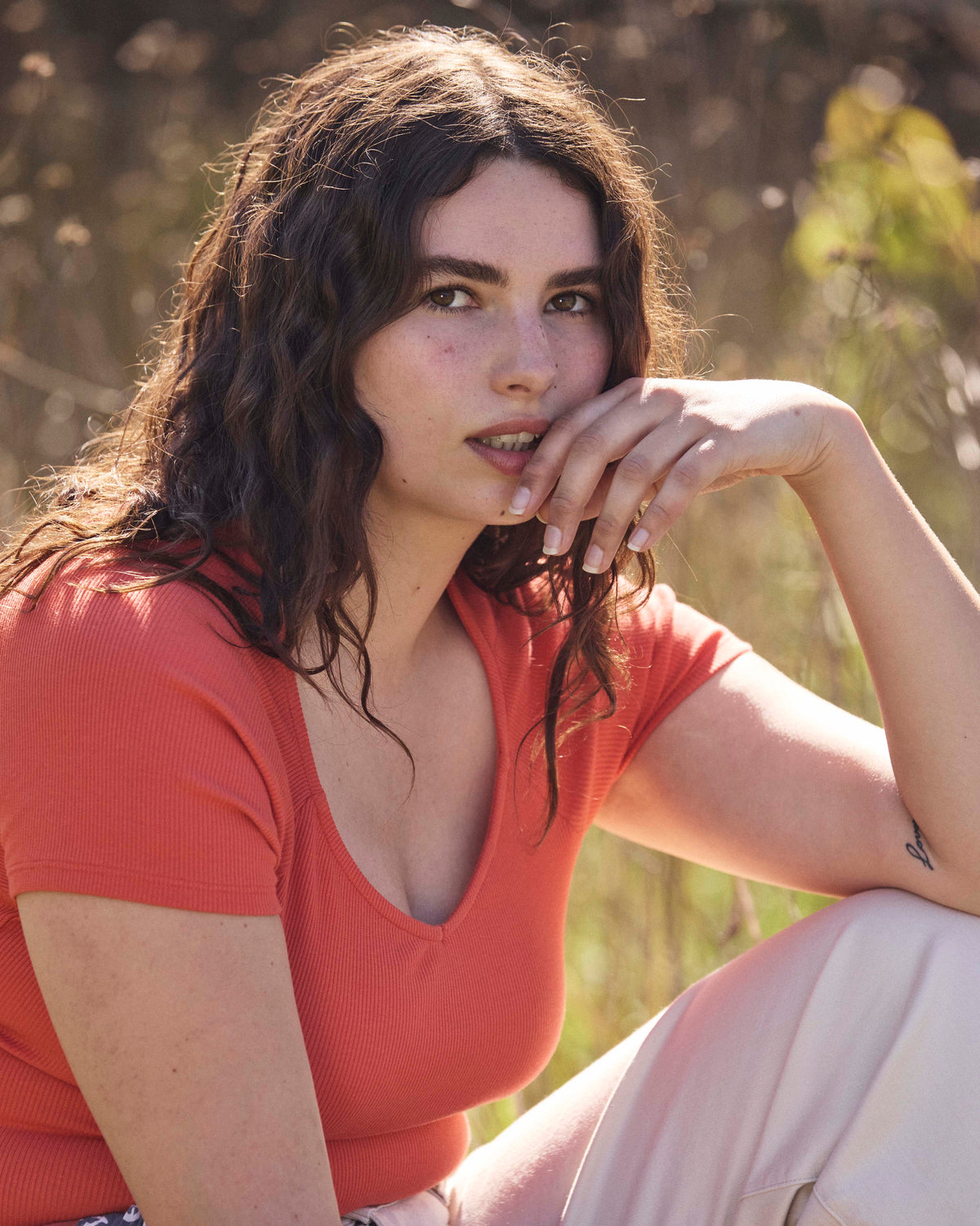 Carey Ribbed Top - Coral Reef