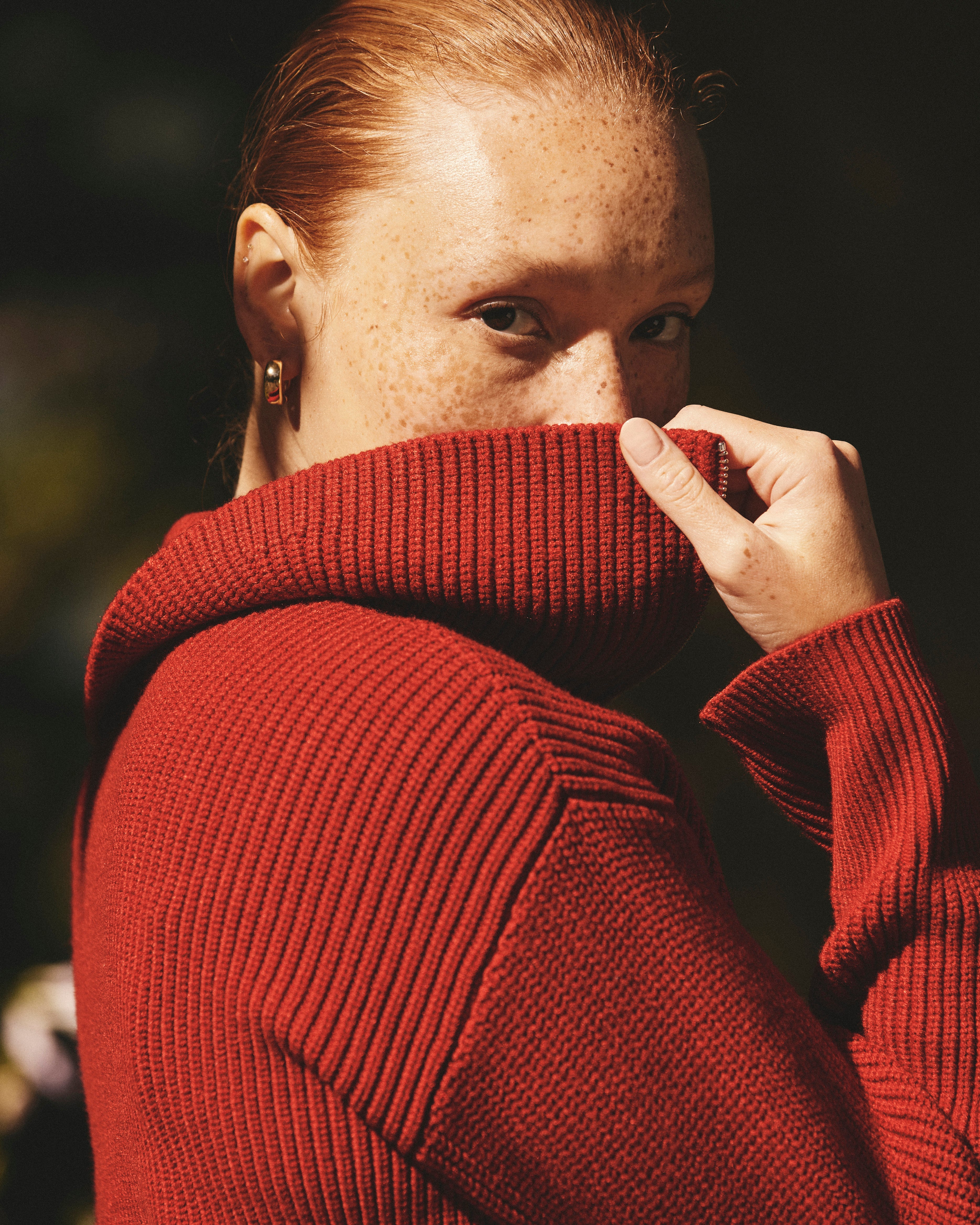 Brenda Zip Sweater - Autumnal Red