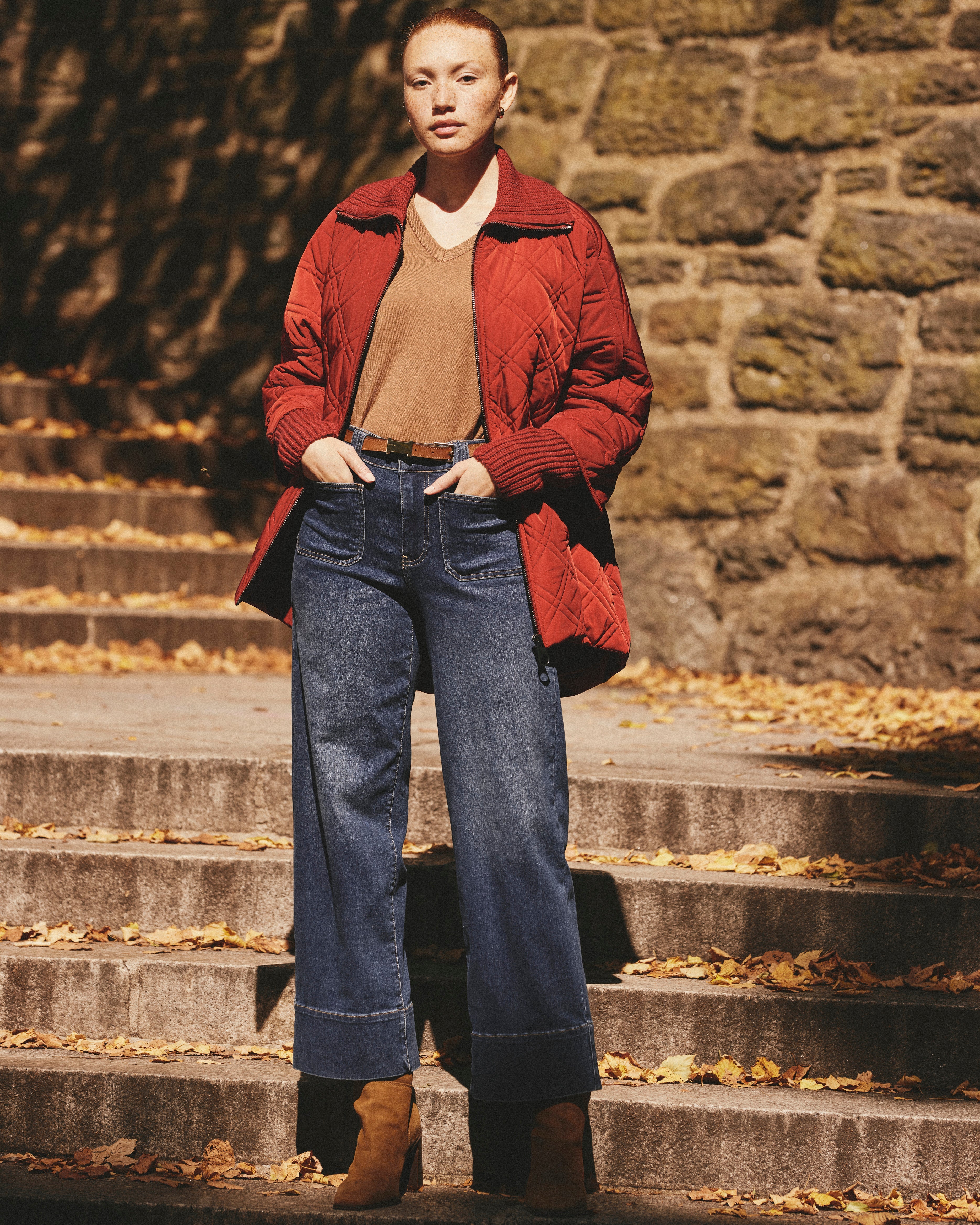 Arcadia Puffer Coat - Autumnal Red