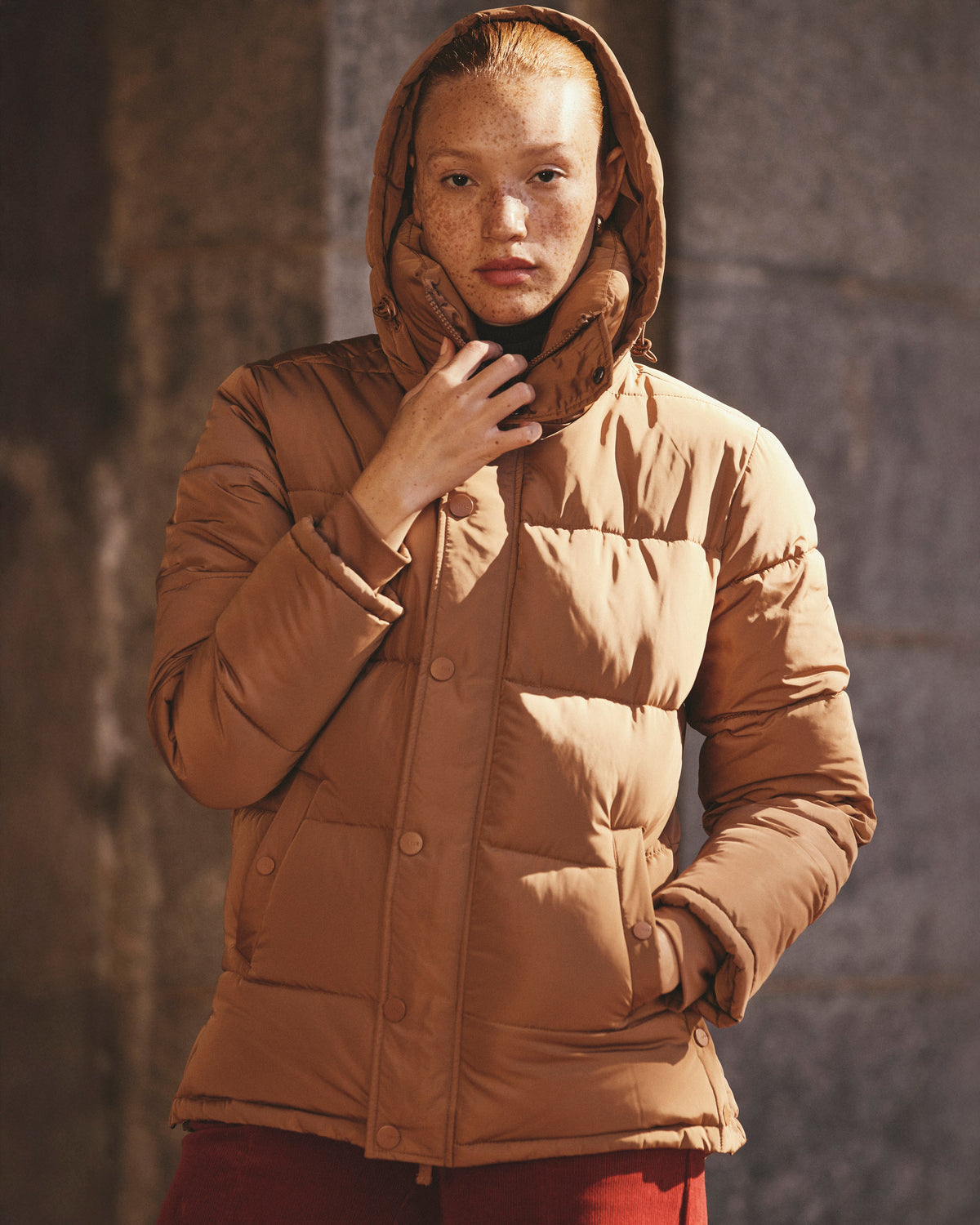Rainier Short Hooded Puffer - Classic Camel