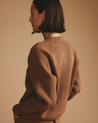 Tori V Neck Sweater - Classic Camel