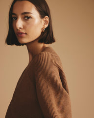 Tori V Neck Sweater - Classic Camel