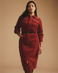Dakota Corduroy Dress - Autumnal Red