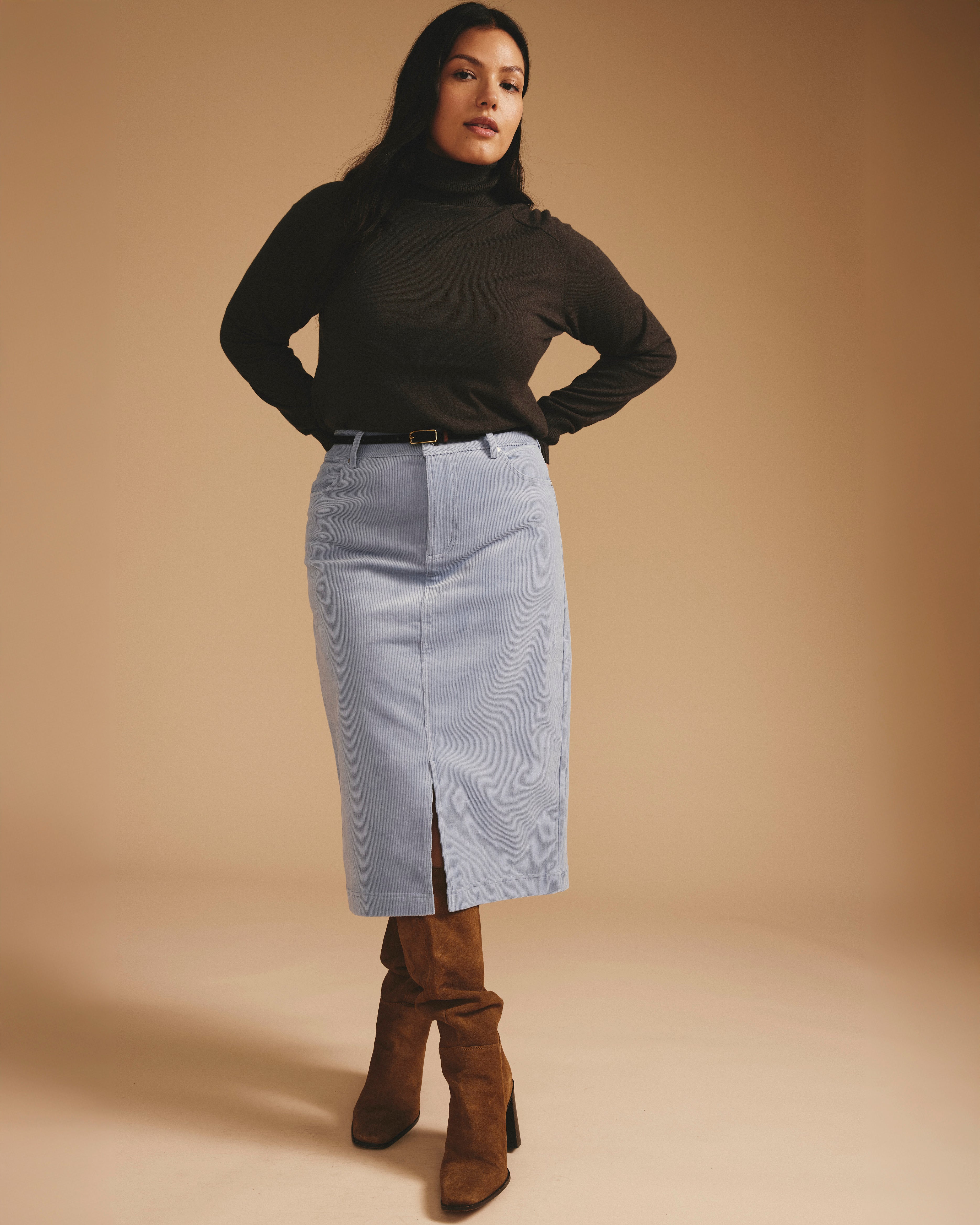 Suzi Corduroy Skirt - Washed Rain