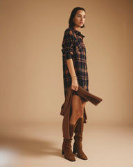 Maine Stretch Flannel Shirtdress - Autumn Apple Plaid