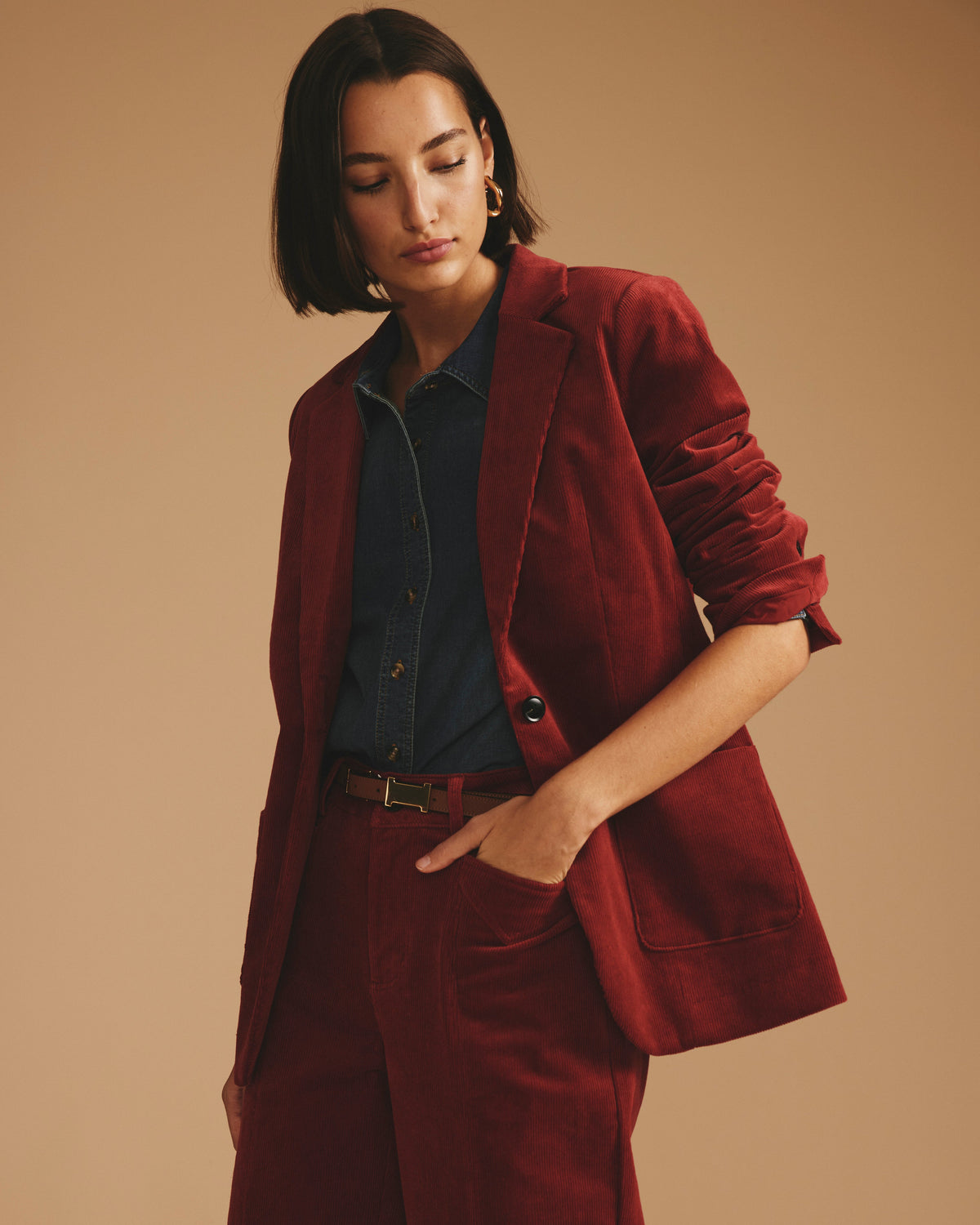 Davis Corduroy Blazer - Autumnal Red