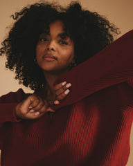 Tori V Neck Sweater - Autumnal Red