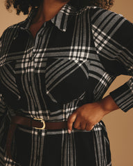 Maine Stretch Flannel Shirtdress - Highland Hug Black Plaid