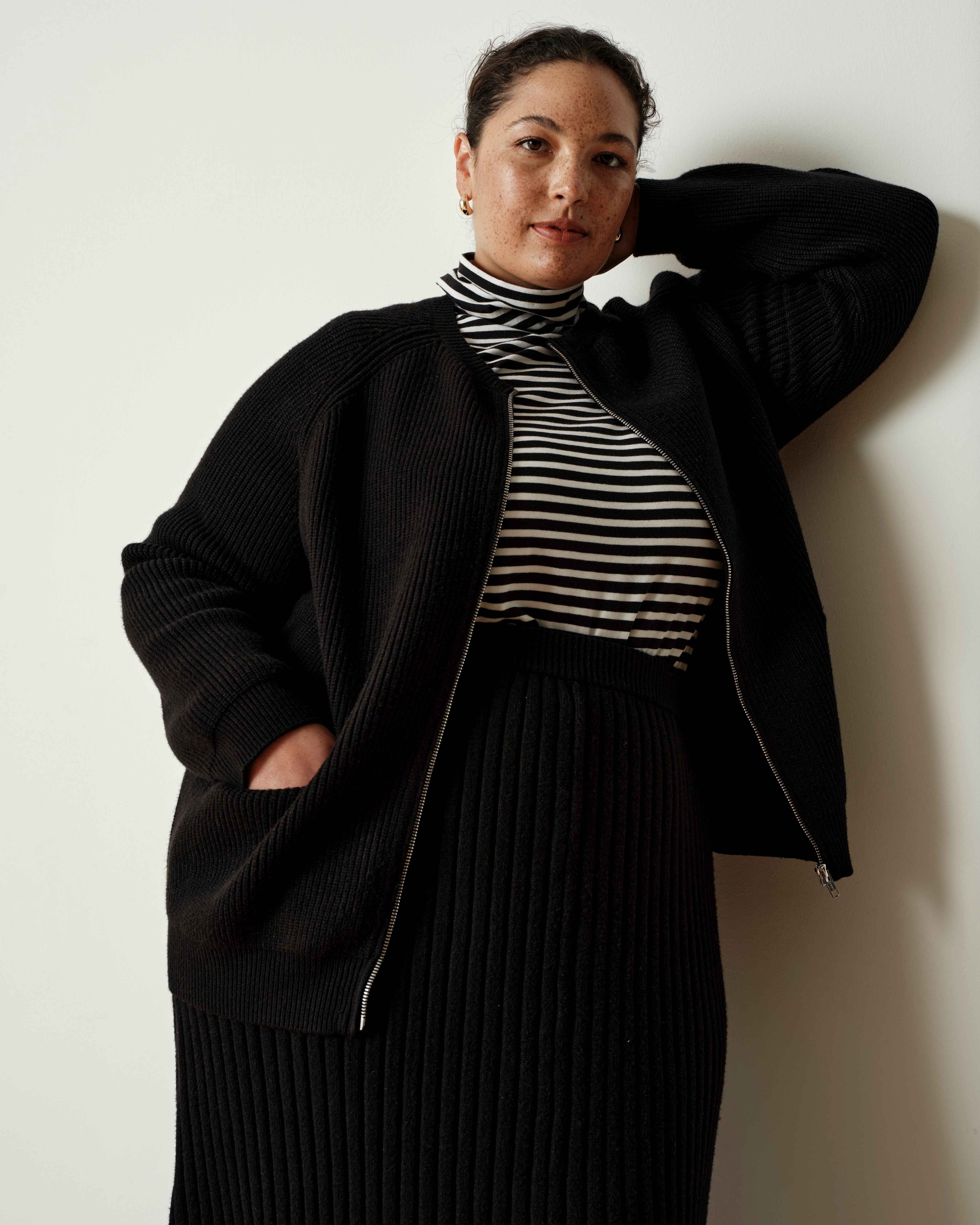 Better-Than-Wool Zip Cardigan - Black