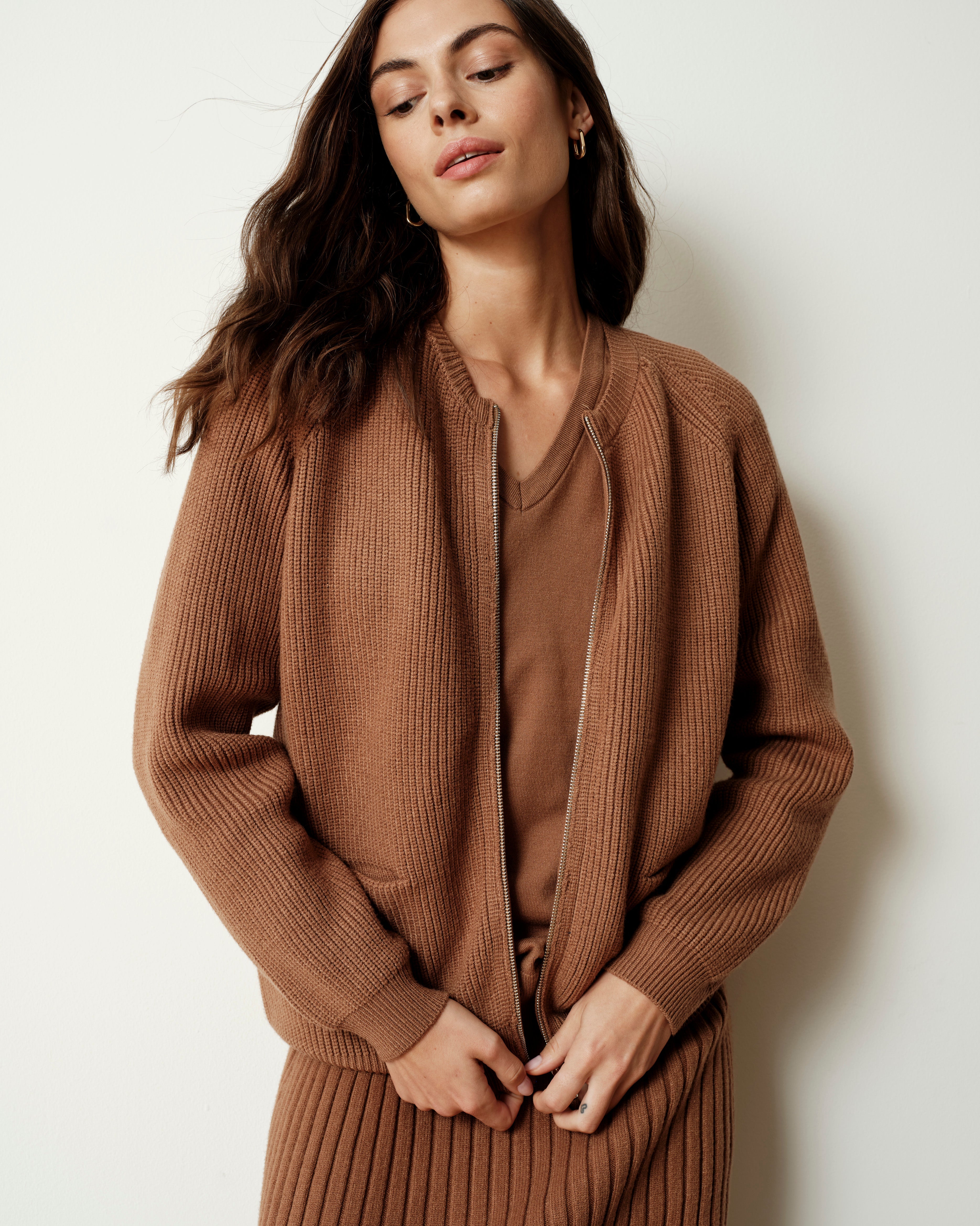 Better-Than-Wool Zip Cardigan - Classic Camel
