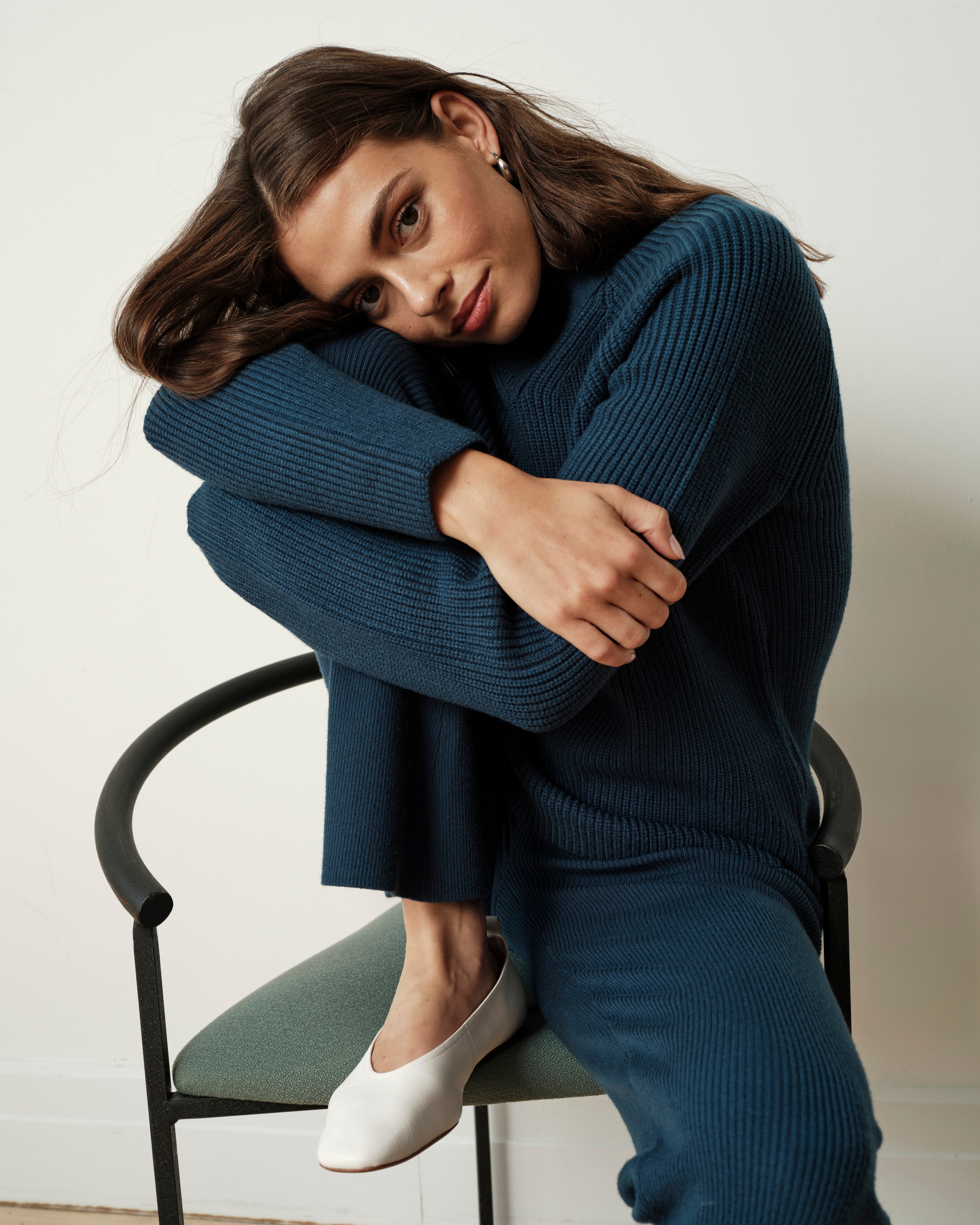 Arly Wrap Neck Sweater - Deep Teal