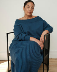 Noomi Cold Shoulder Sweater - Deep Teal