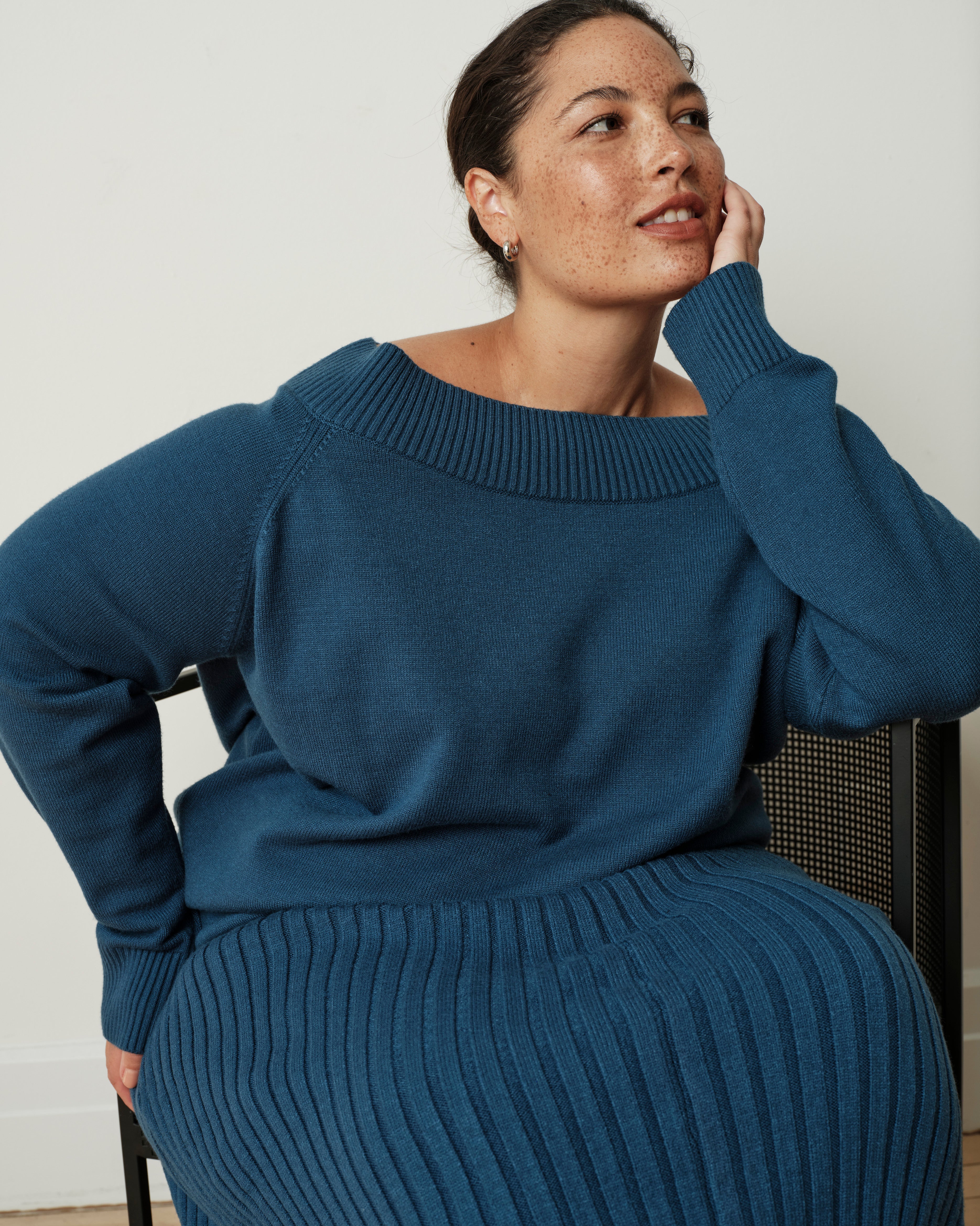 Noomi Cold Shoulder Sweater - Deep Teal