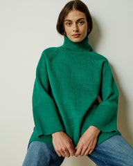 Better-Than-Wool Oversize Turtleneck Sweater - Green Tourmaline