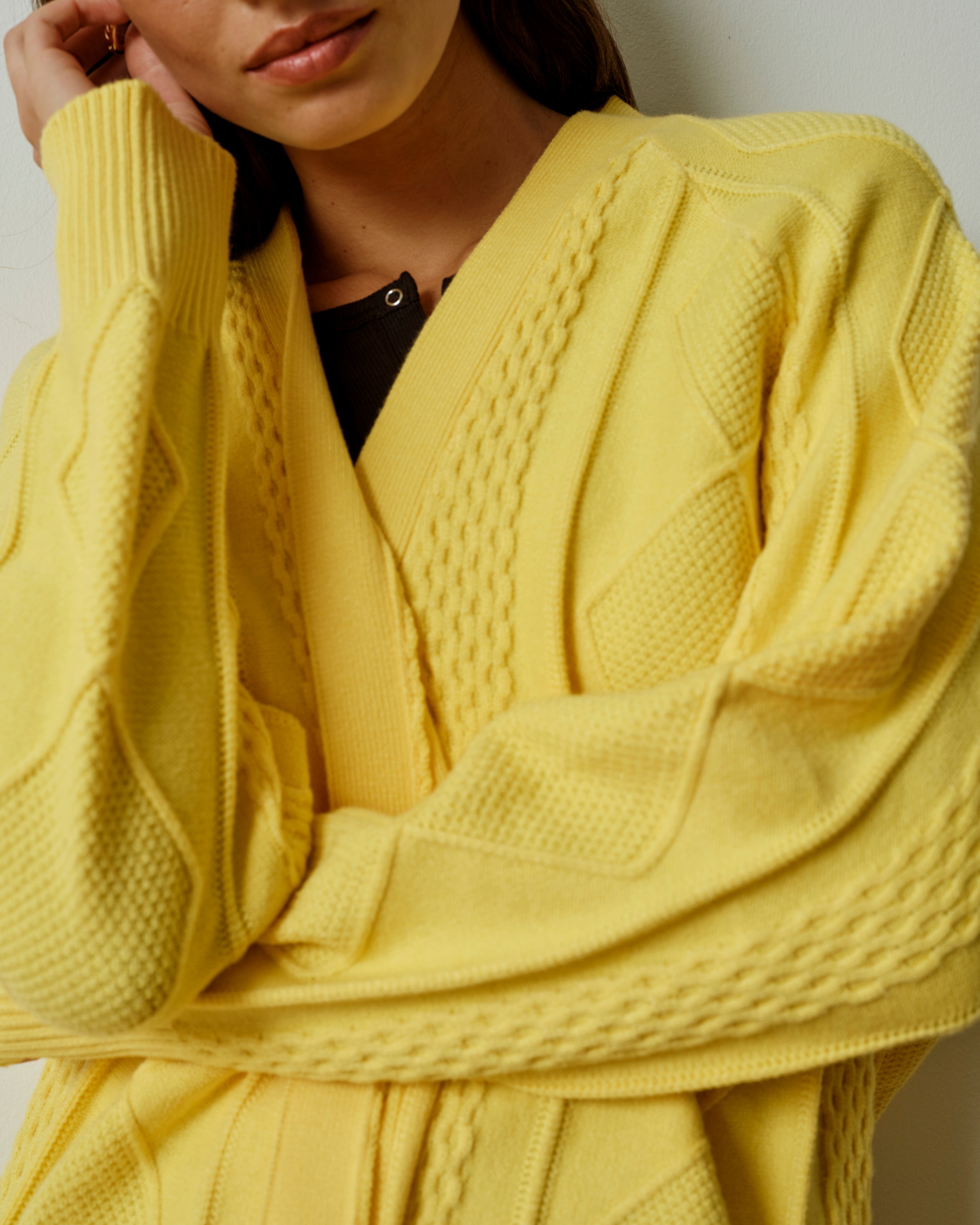 Cable Knit Cardigan - Banana Pudding