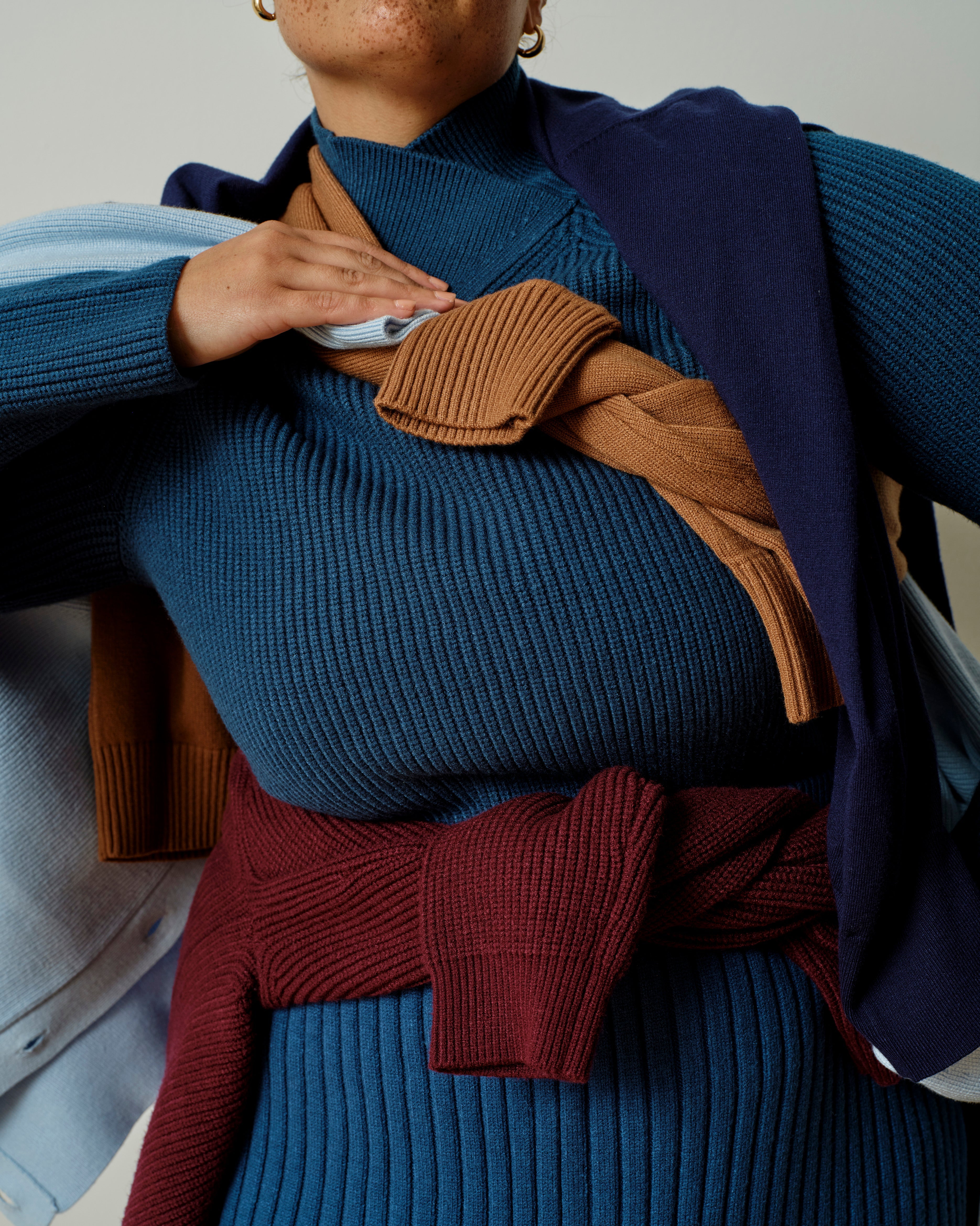 Arly Wrap Neck Sweater - Deep Teal