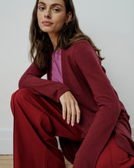 Savvy Double Knit Sweater Cardigan - Red Geranium