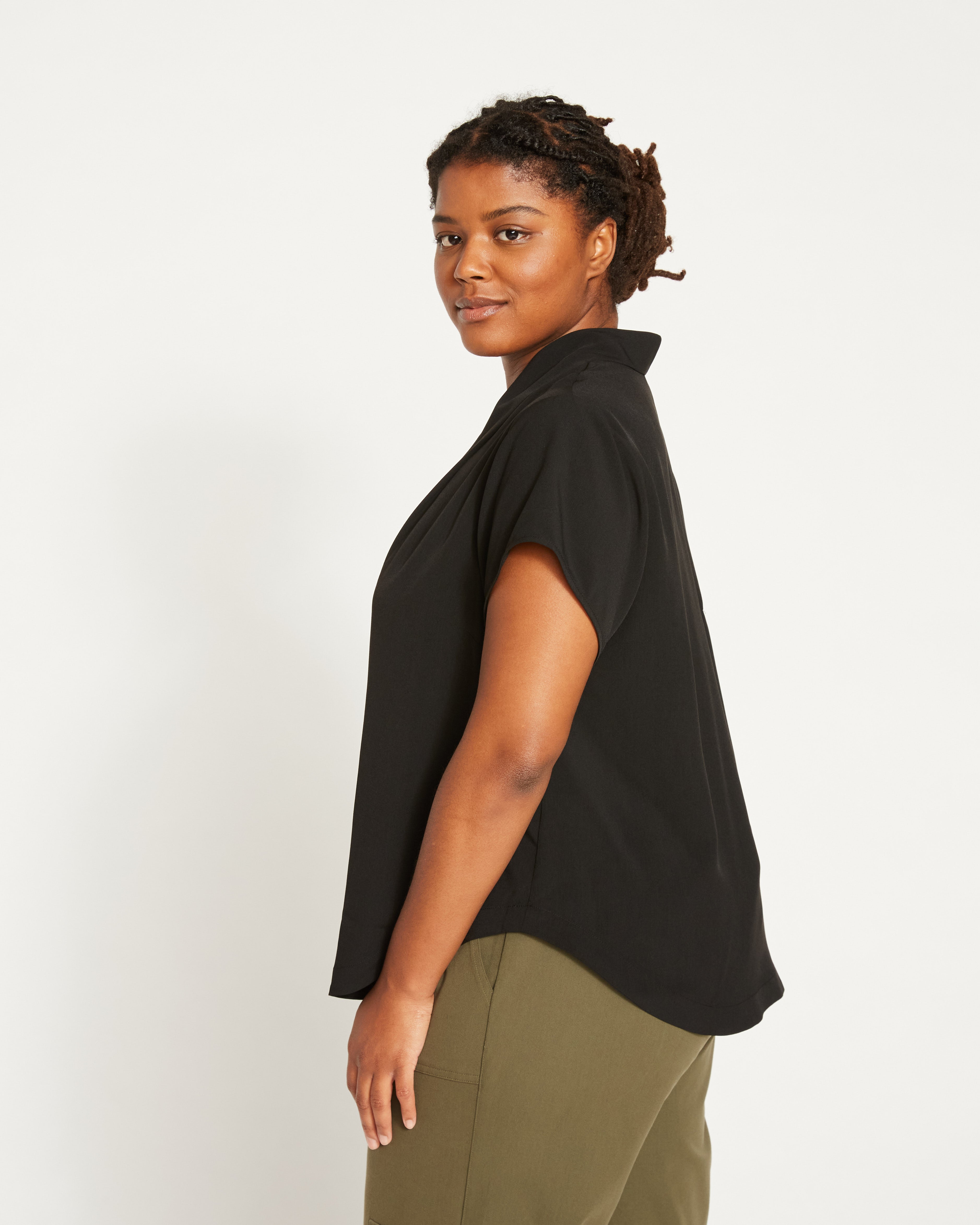 Better-Than-Silk V-Neck Top - Black