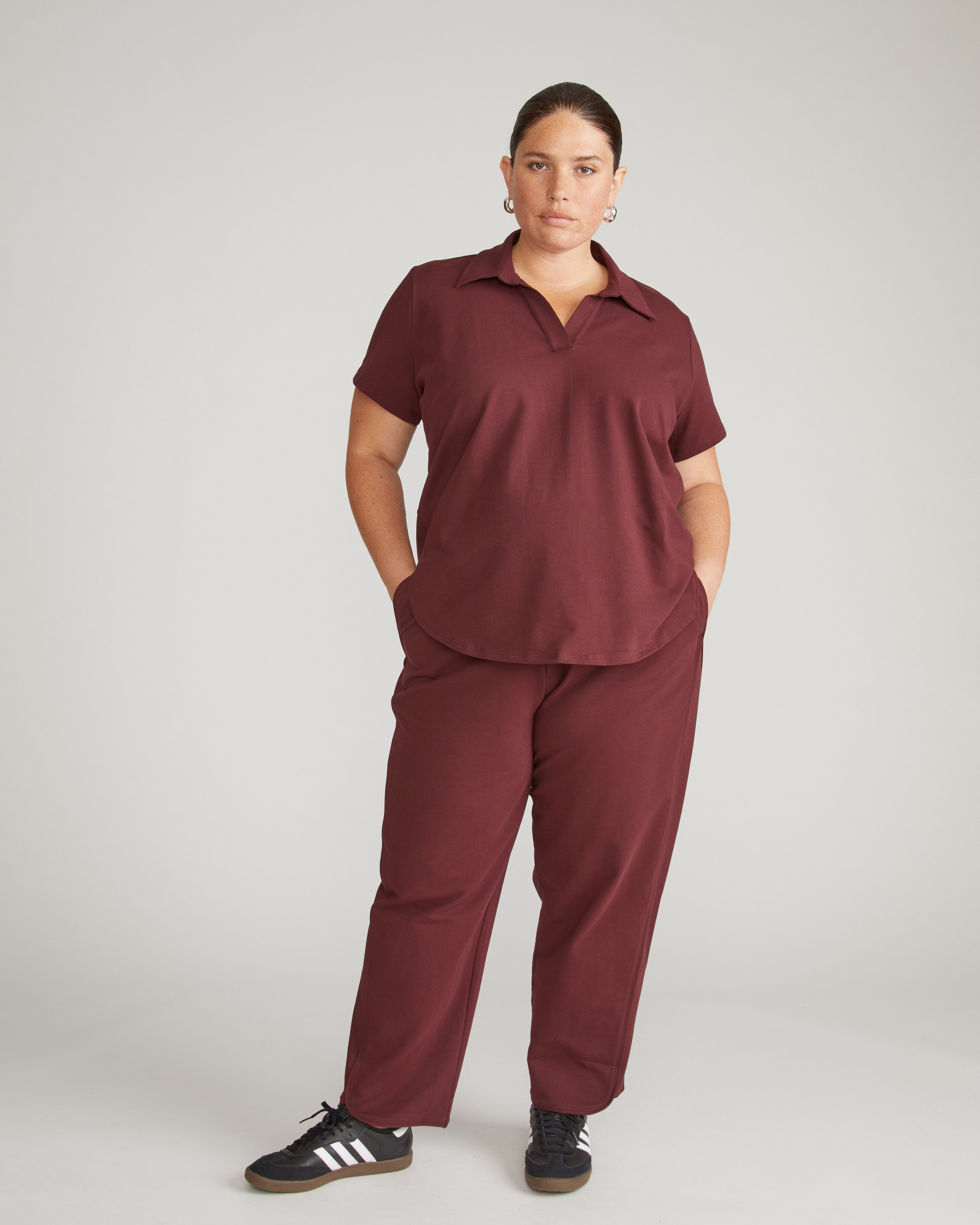 Varsity French Terry Pull On Pants - Black Cherry