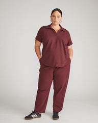 Varsity French Terry Pull On Pants - Black Cherry