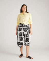 Villa Linen Wrap Culottes - Ink Bloom Print